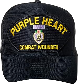 Artisan Owl United States Purple Heart Combat Wounded Emblem Patch Hat – Adjustable Baseball Cap (Navy Blue)