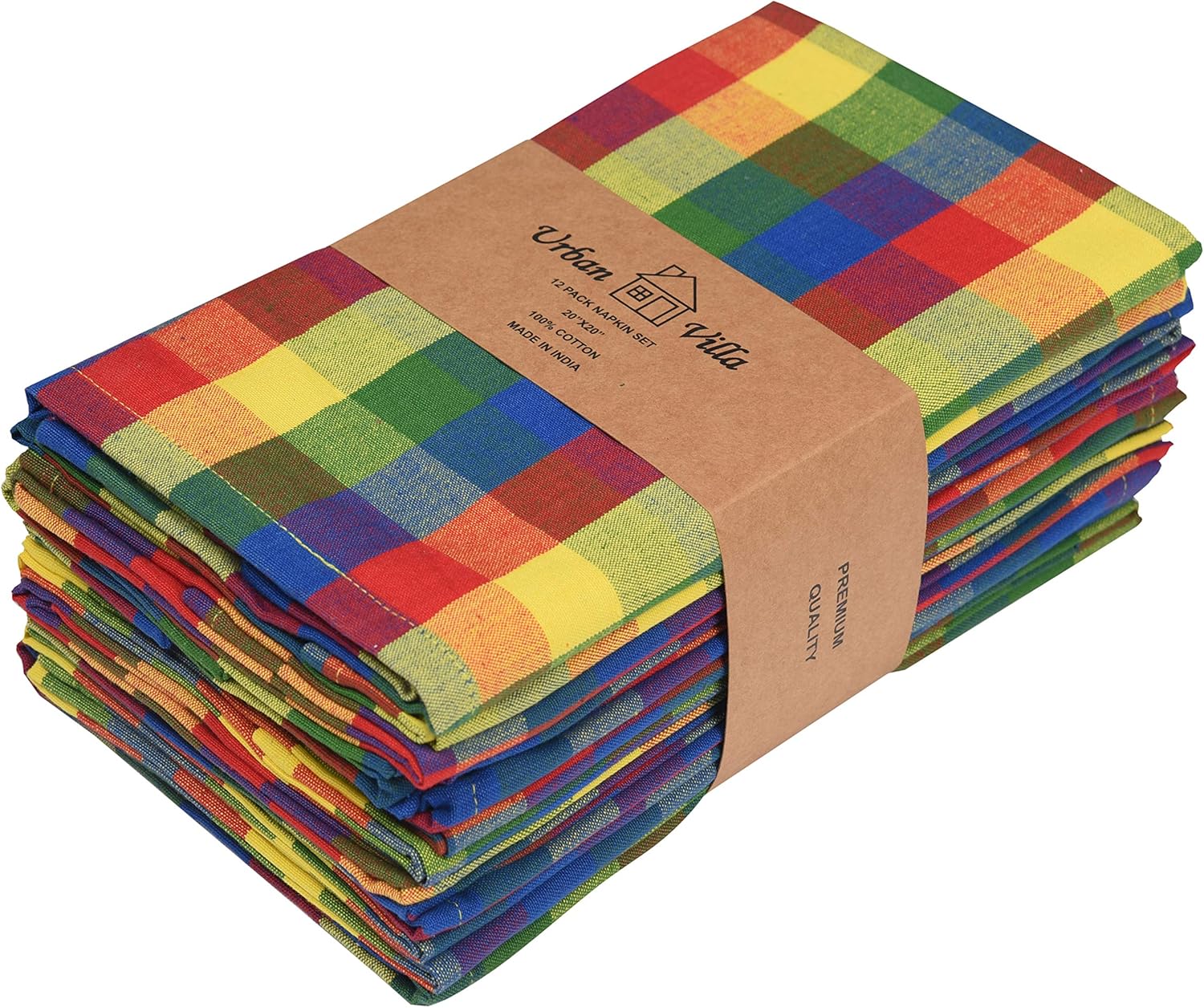 Urban Villa Dinner Napkins Prismatic Checks Cloth Napkins Set of 12 Checks 100