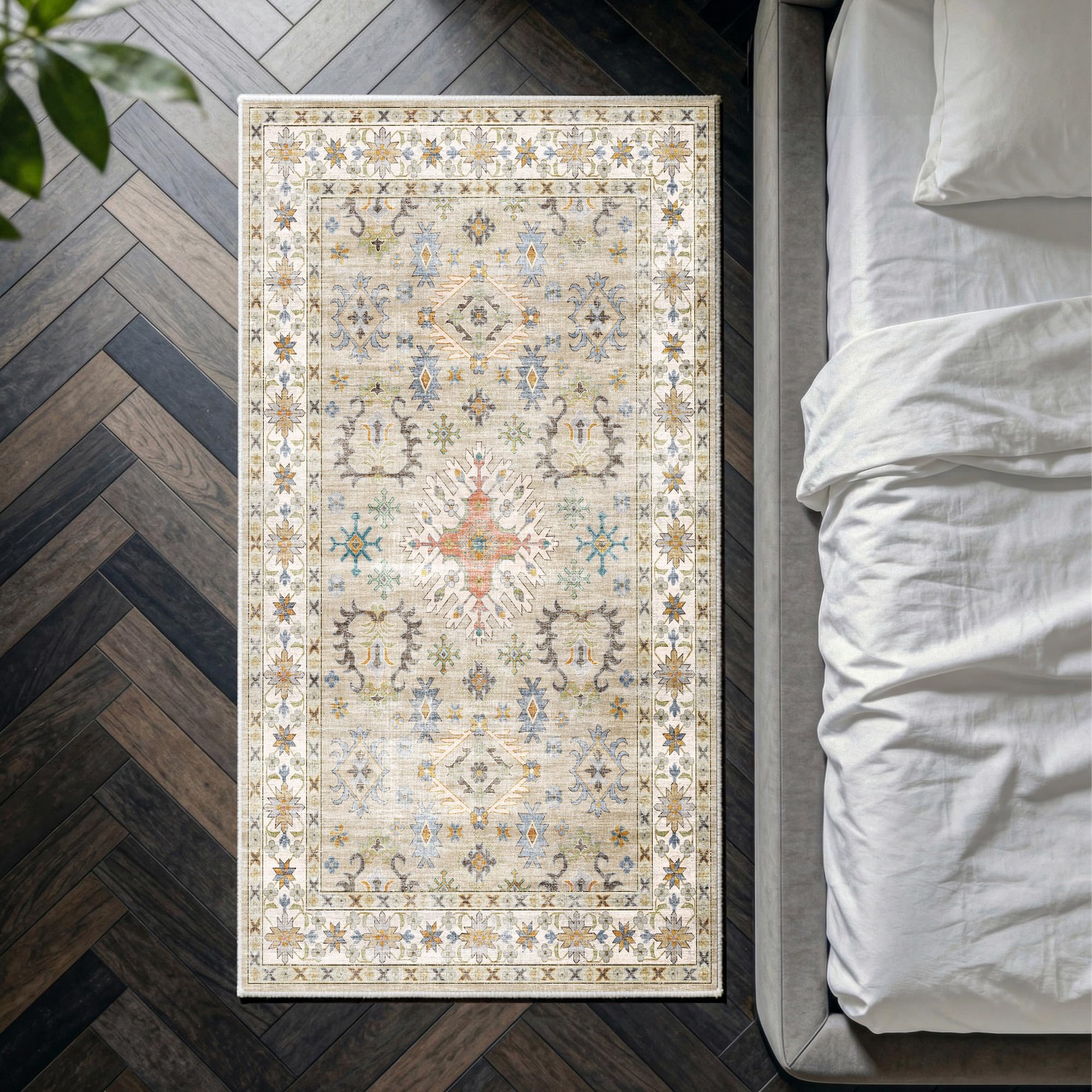 Decoranddecor Vintage Kitchen Rug 80x150cm Washable Bedroom Non-Slip