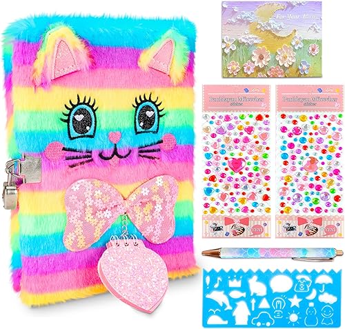 Miniatura 1 de Diario para niñas con cerradura y llaves, diario escolar para niños, juego de regalo de viaje para escribir y dibujar, diario secreto de felpa