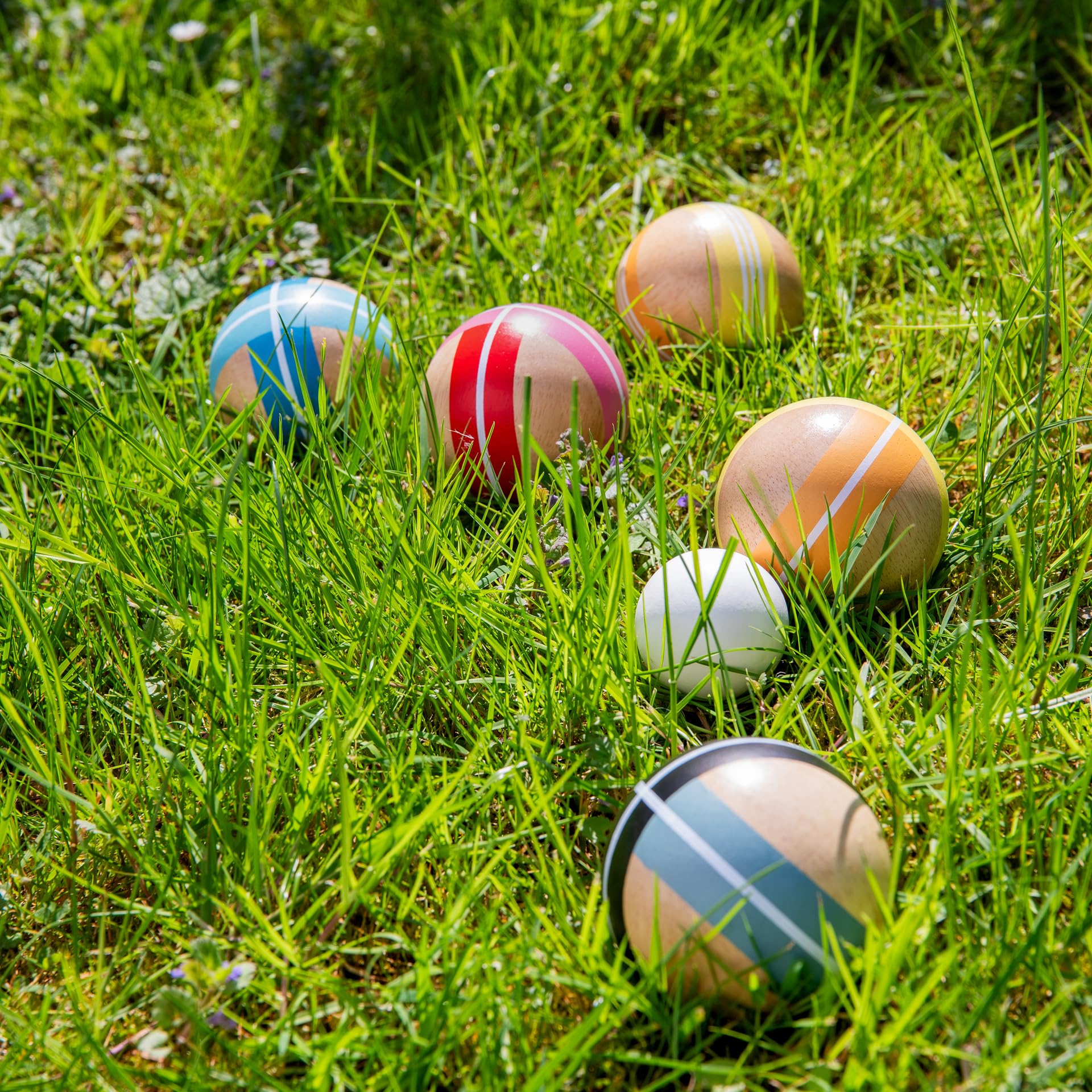 Remember | Boccia Outdoor - Juego de jardín para grandes y pequeños | Bolas de madera de colores