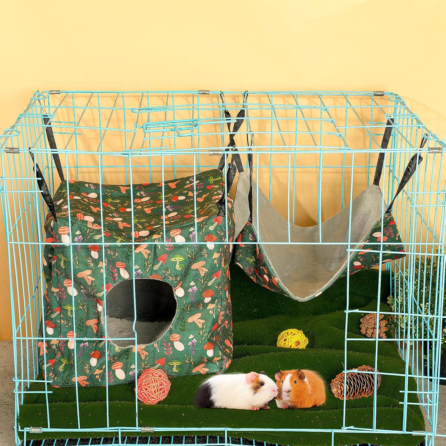 Geelin 8 in 1 Ferret Hammock Set Ferrets Cage Accessories Rat Chinchilla Guinea Pig Hideout Washable Soft Hamster Toys Hanging Tunnels Mats Curtains for Christmas Small Animals Pet Bunny Gifts 6 91BPDdhDKhL. AC SL1500