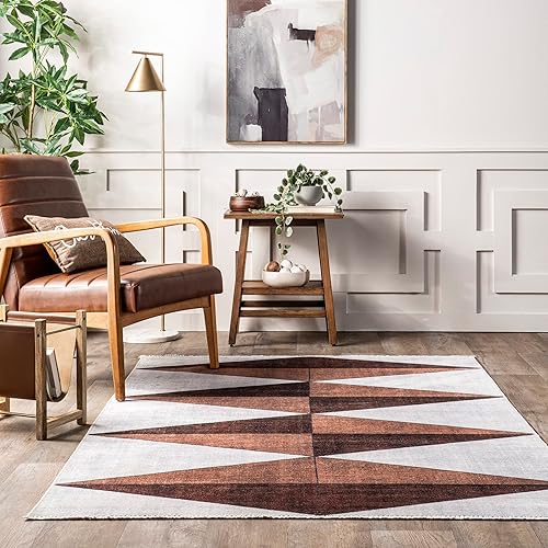 Miniatura 7 de nuLOOM Isolde Diamond - Alfombra lavable a máquina, 5 x 7, óxido