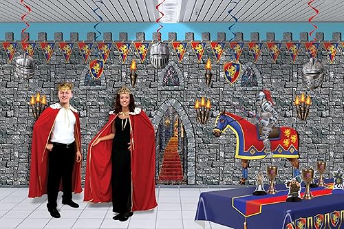 Miniatura 5 de Beistle Mantel medieval, 54 x 108 pulgadas, 2 piezas, mantel de plástico, decoraciones medievales, suministros de fiesta de castillo, decoraciones