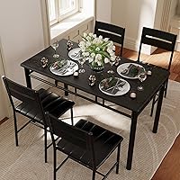 Vista 3 de Juego de mesa de comedor IRONCK para 4, mesa de cocina de madera con sillas tapizadas para cocina y comedor, juego de comedor compacto para espacios