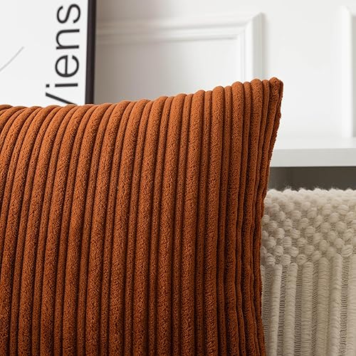 Miniatura 180 de UGASA - Juego de 2 fundas de almohada de terciopelo a rayas, funda decorativa para cojín con cremallera oculta para el hogar, sofá, dormitorio,