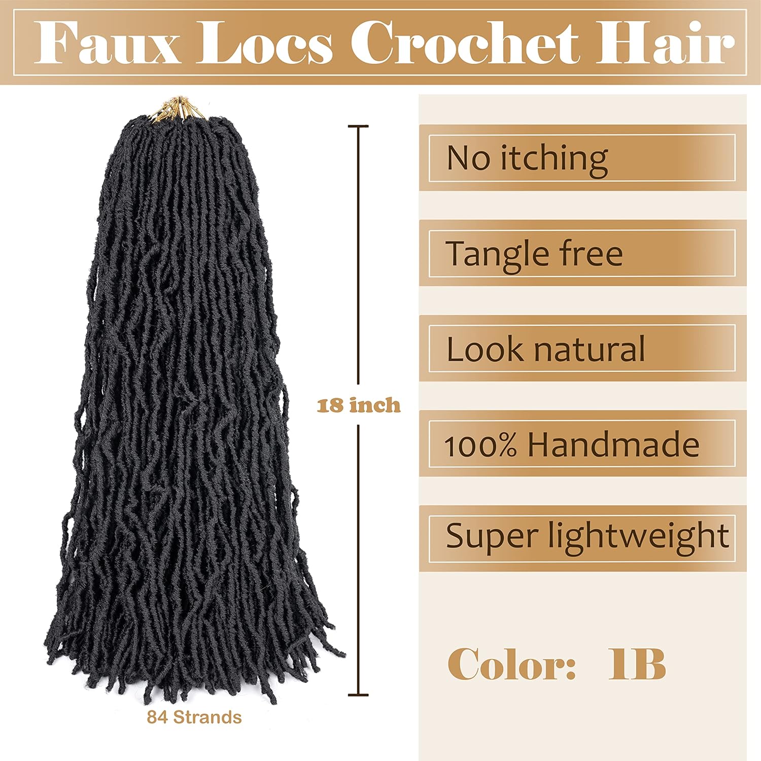 faux locs crochet hair soft locs 18 inch 7 packs short pre looped crochet locs goddess locs crochet hair for black women braiding hair extensions (18 inch (pack of 7), 1b) 18 inch(pack of 7) 1b