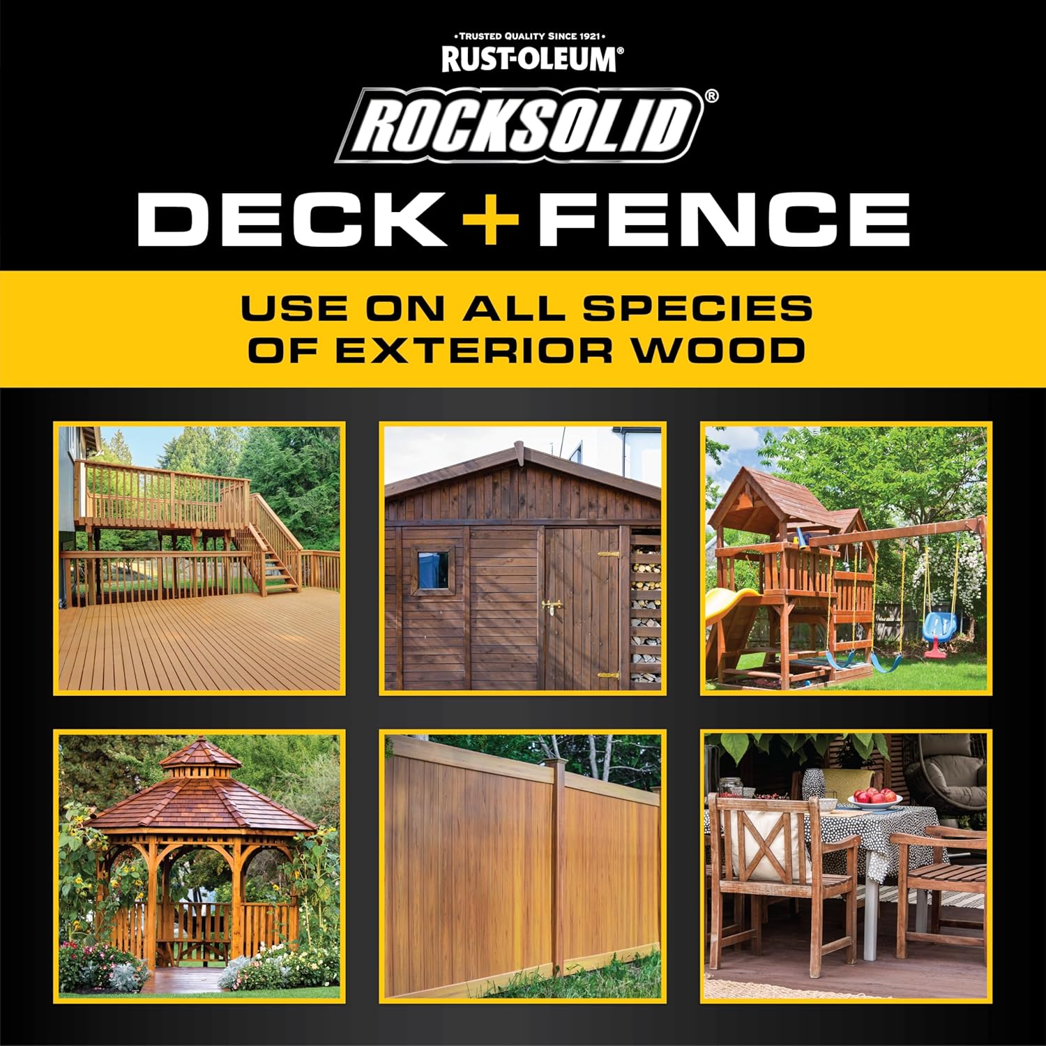 RockSolid Deck+Fence Protective Stain & Sealer with Turbo Spray System | Oil‑Base One‑Coat Protection | Superior Moisture Resistance | UV Resistant | Natural | 23 oz Aerosol | 6 Pack