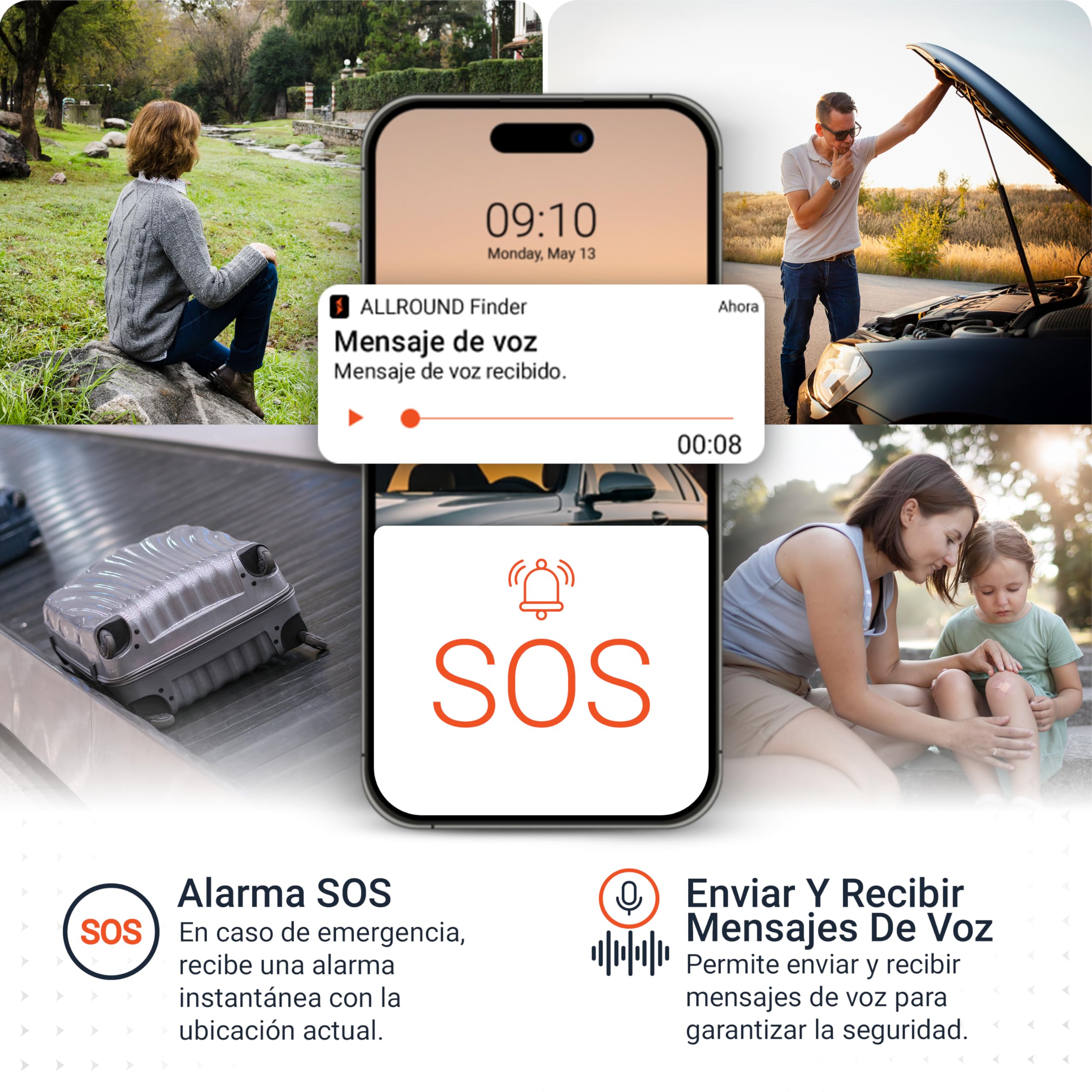 PAJ Allround Finder 4G - Rastreador GPS para Coches, Motos, Niños, Mayores y Demencia - Mensajes de Voz - Rastreo en Tiempo Real con Botón de Emergencia SOS - hasta 60 Días de Batería