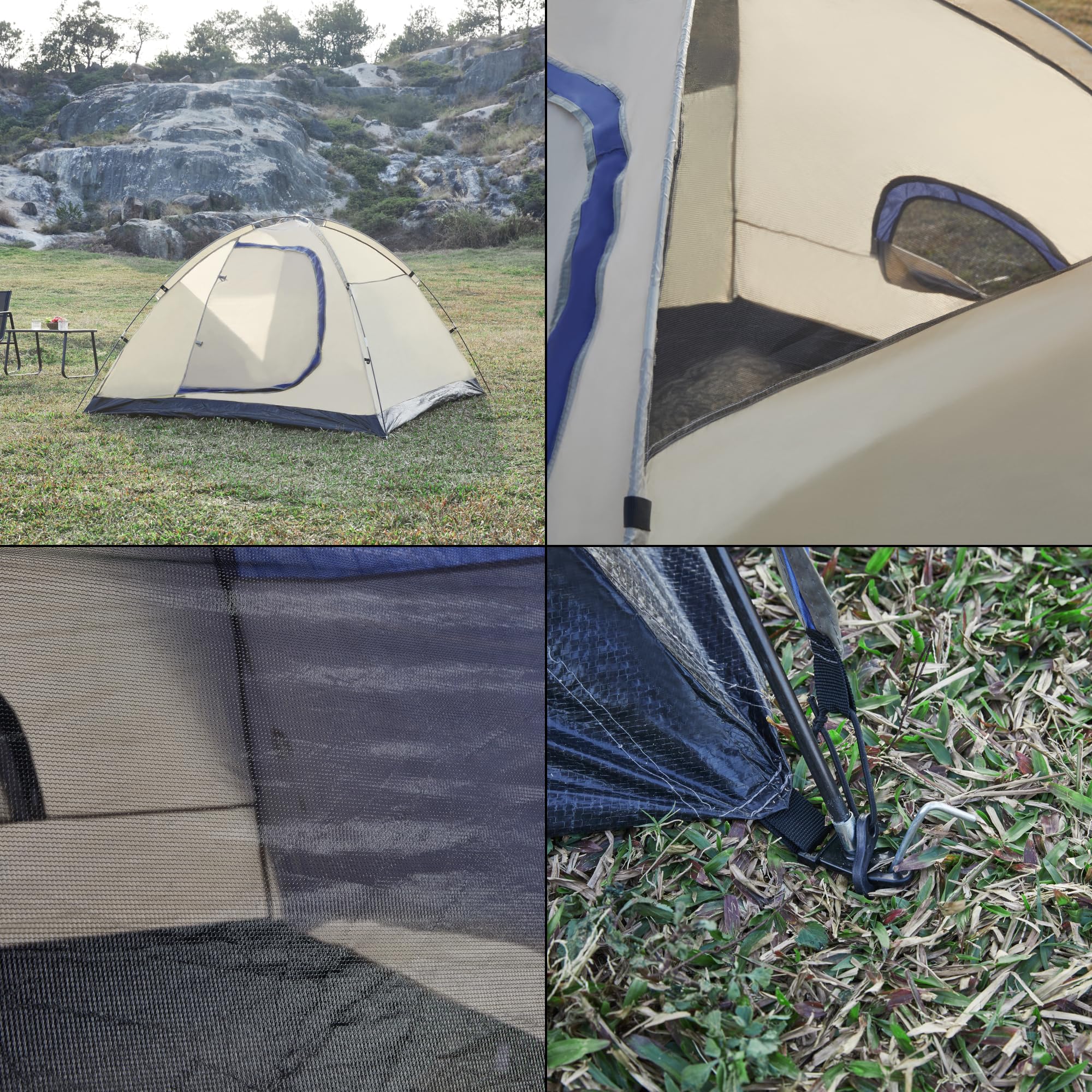 pro.tec Tenda da Campeggio a Forma di Cupola con Tettuccio Rimovibile Tenda per Escursioni e Festival per 2-3 Persone 213 x 213 x 130 cm - Vari Colori