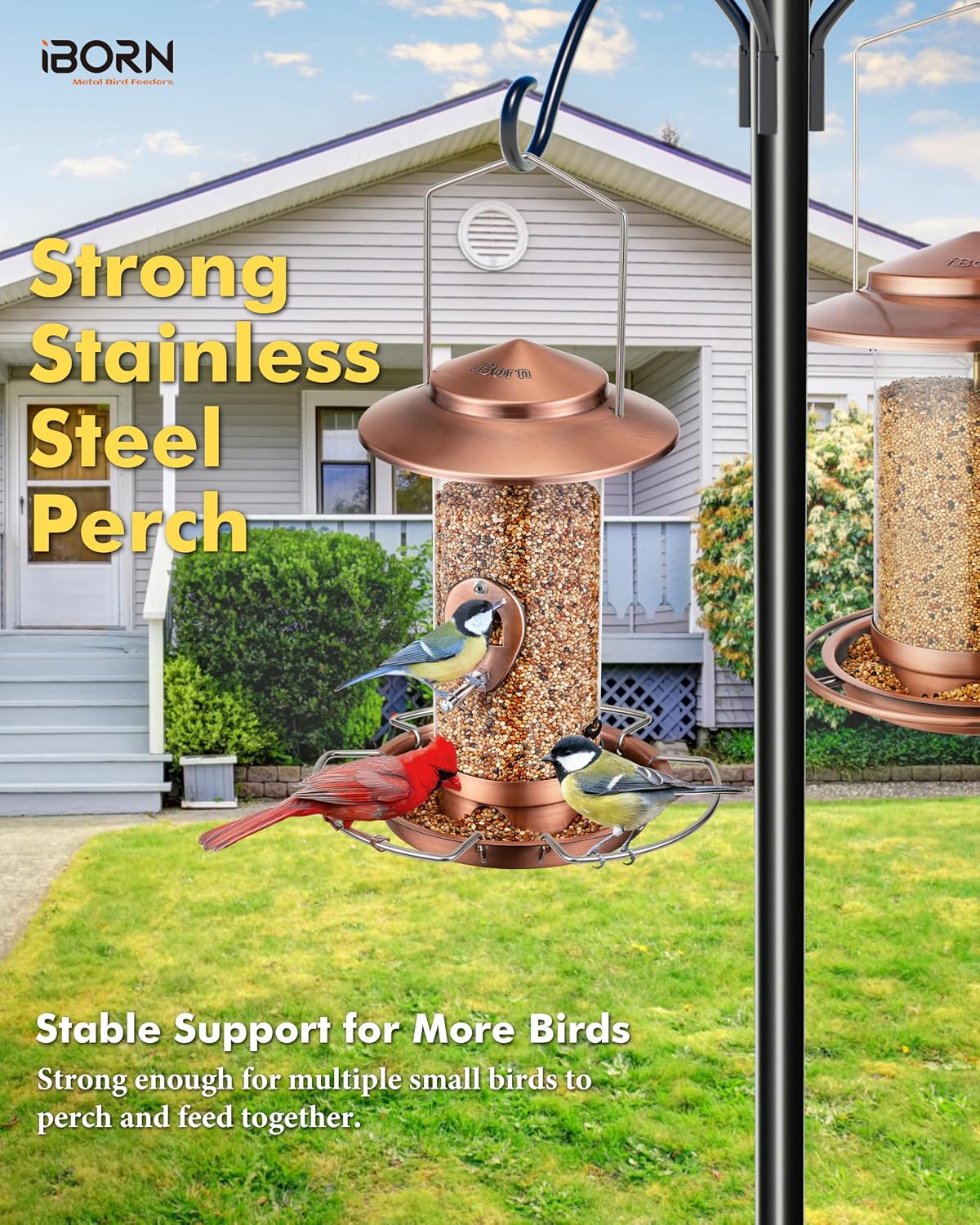 Bird feeders for Outdoors Metal Chew Resistant Copper-Plating, 1PK image 3
