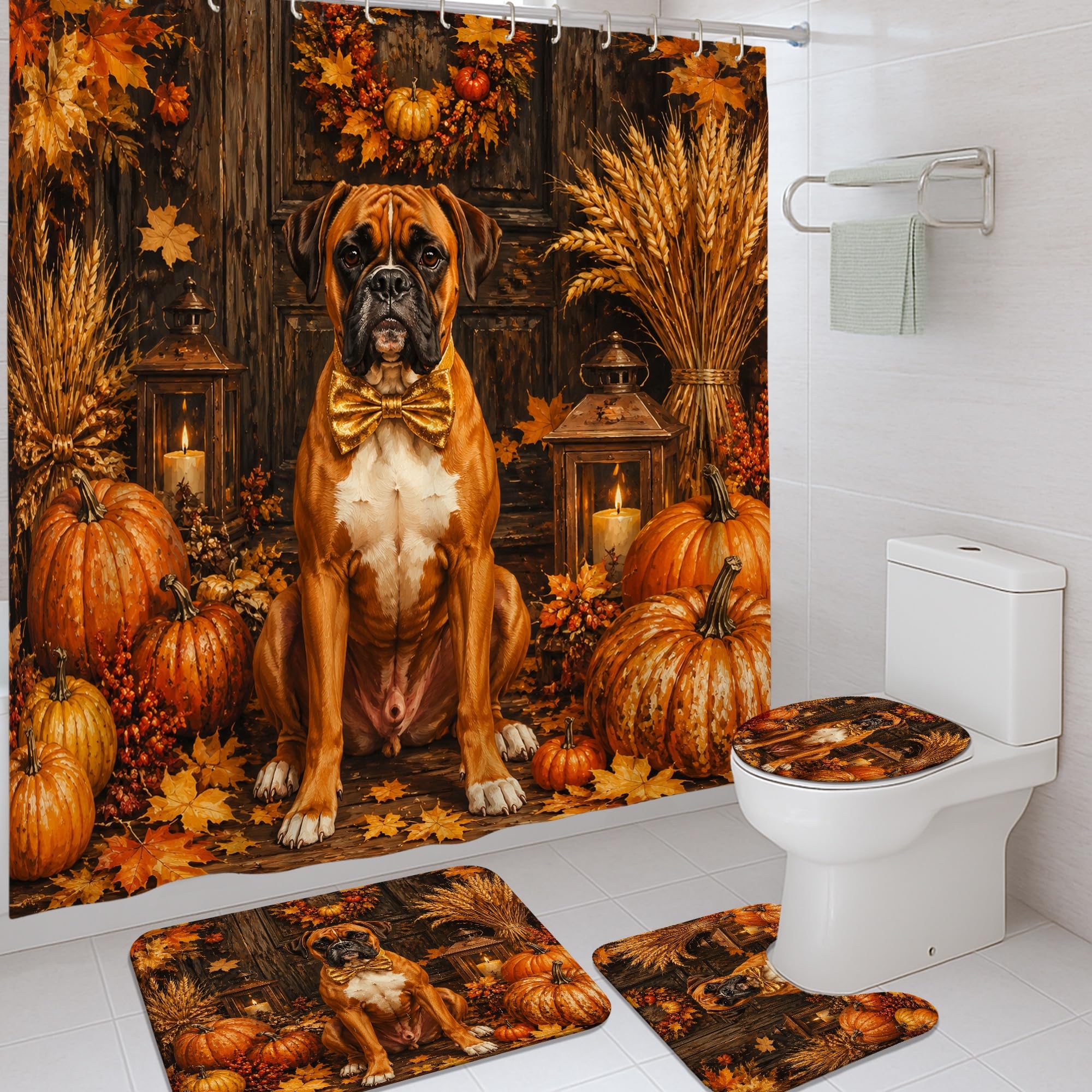 Rideaux de douche rustiques lavables 183 x 183 cm avec crochets pour douche de salle de bain