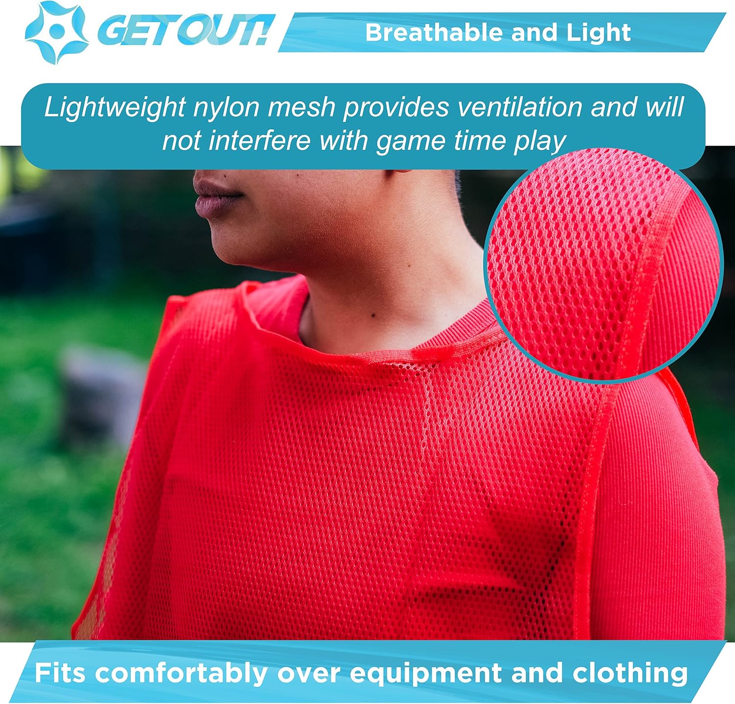 Get Out! Scrimmage Vest Pinnies 12pk in Red and Blue – Youth, Teens and Adult Sizes – Nylon Mesh Jerseys for Any Sport : Clothing, Shoes & Jewelry