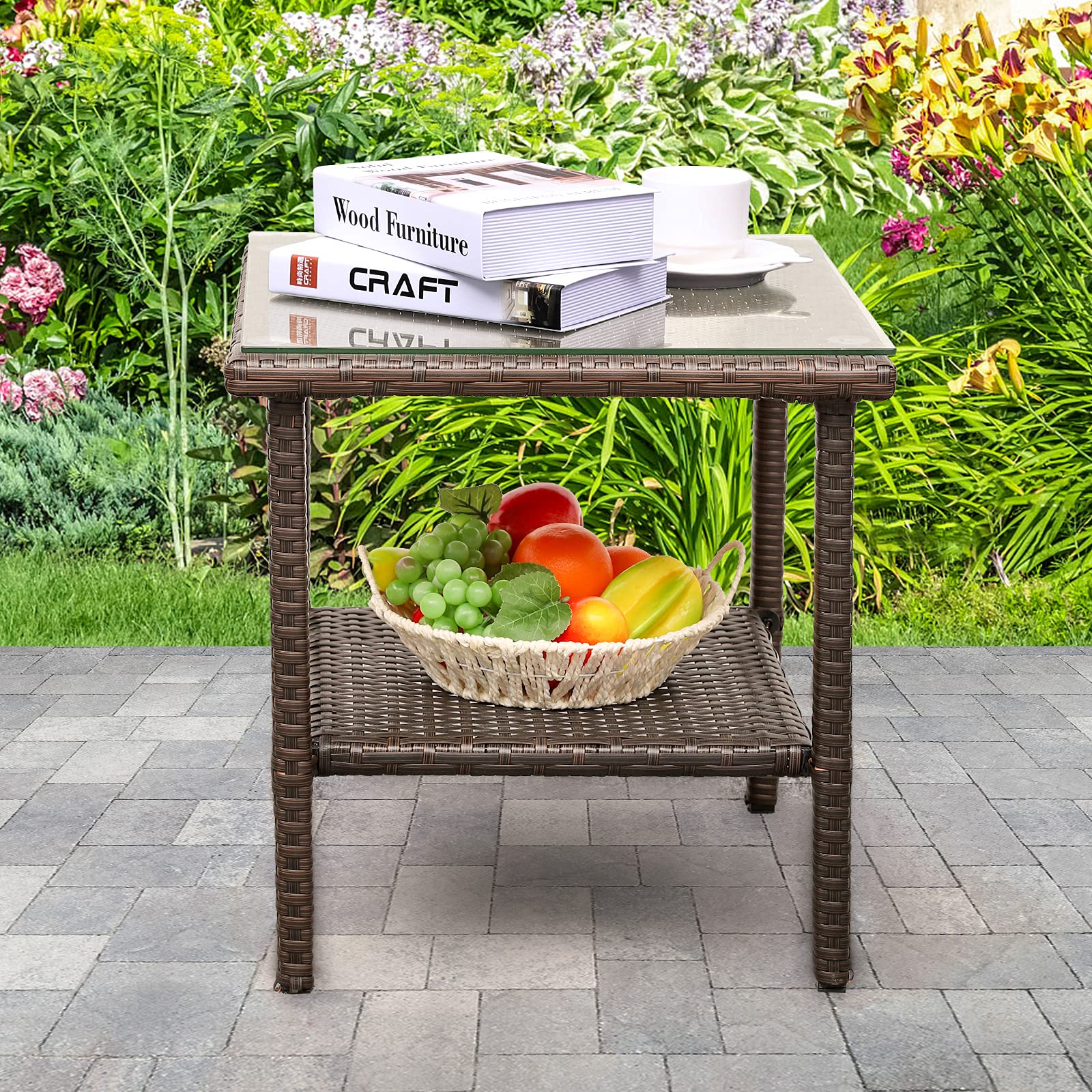 Outdoor Side Tables Outdoor Storage Table Wicker Patio