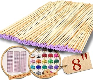 Extra Long 100 Color Safety Matches Bundle (8 inches) - Replacement Refill Long for Fireplace Candles - Wooden Wood Match Sticks