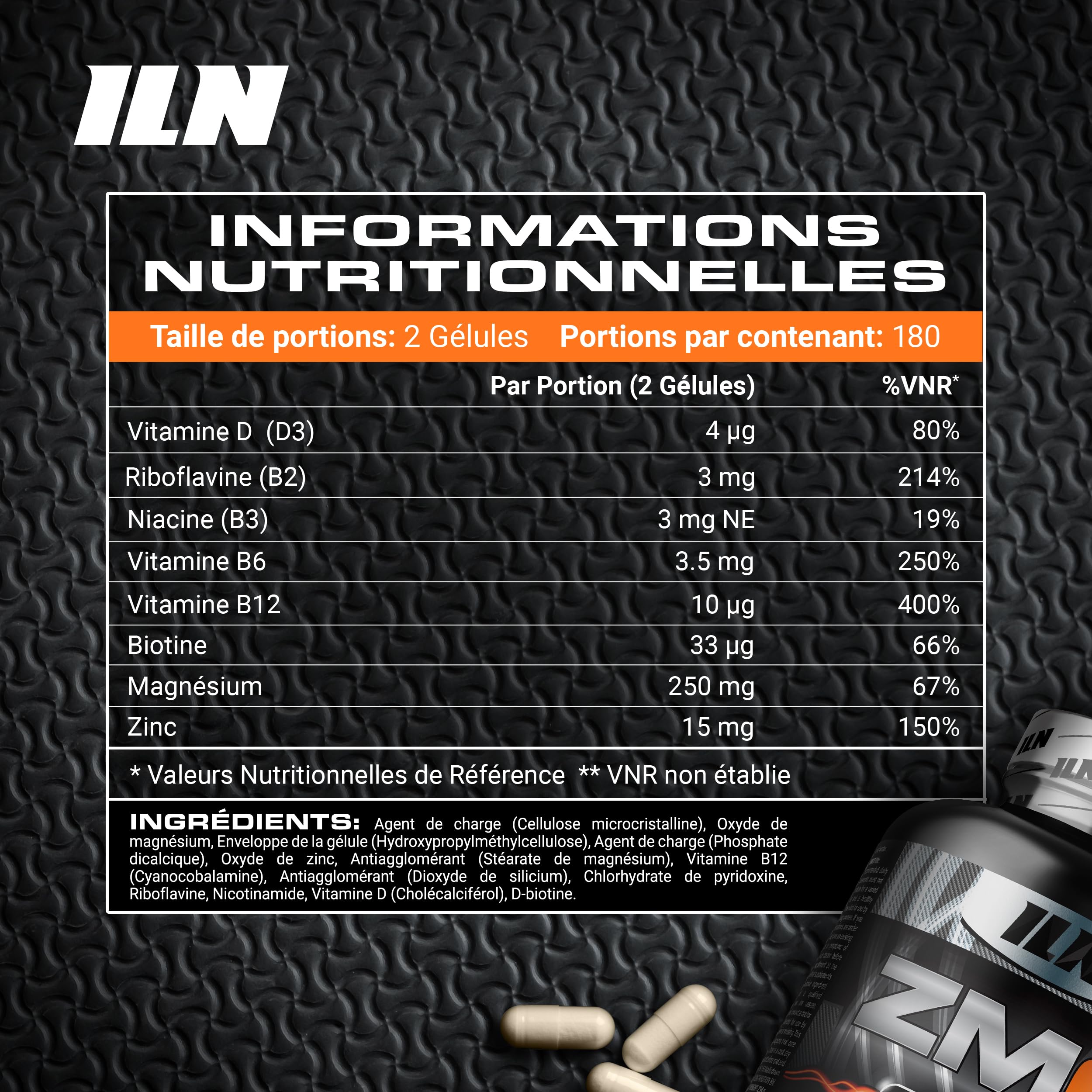 ZM6 - Complément Zinc-Magnésium haute dose - Fonction musculaire normale - 360 gélules véganes