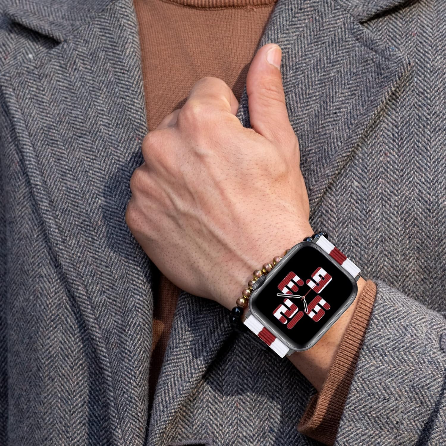 ESTUYOYA England Strap compatible with Apple Watch 49mm 46mm 45mm 44mm, (42mm-Serie 1-3) - Image 3
