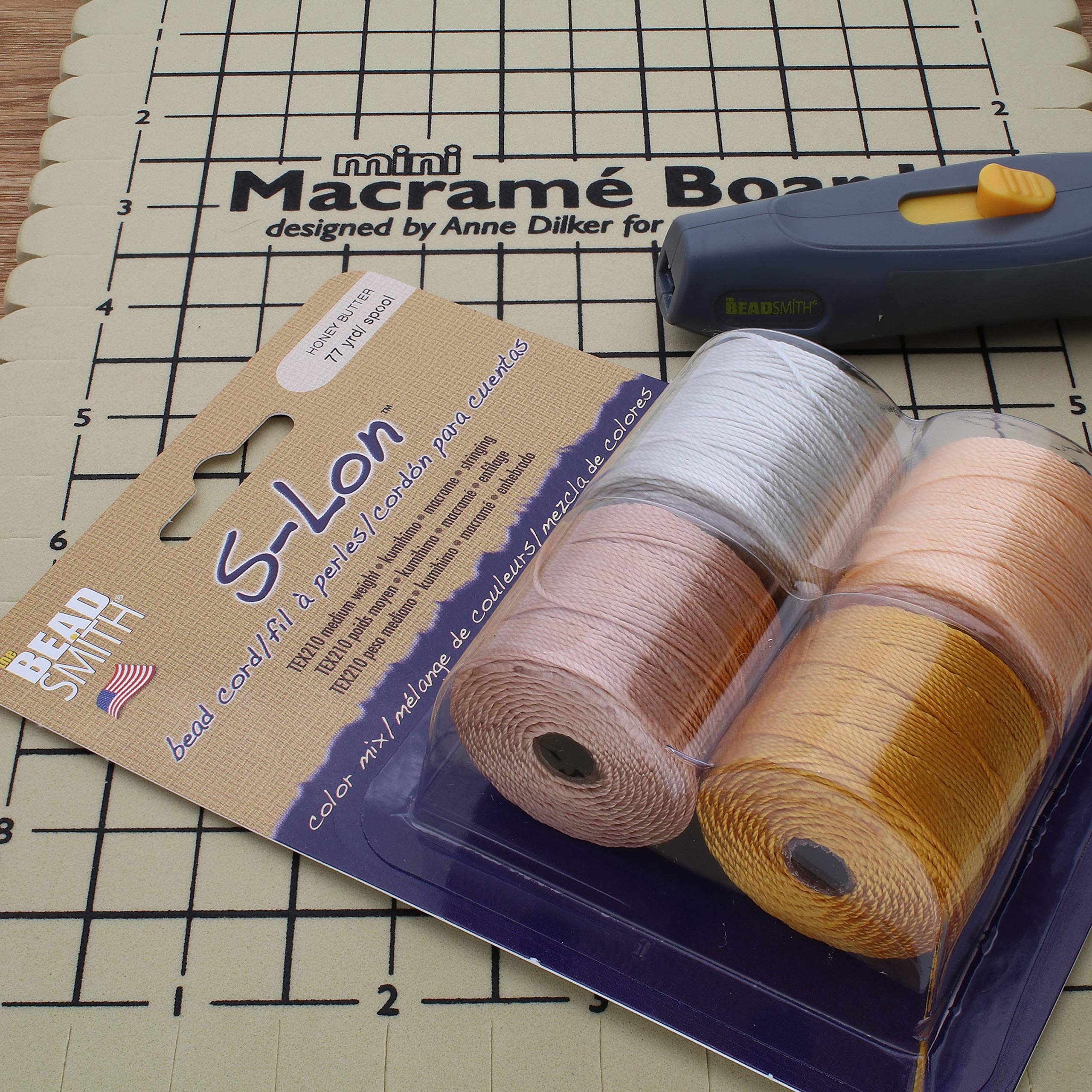 BeadSmith Super-Lon Schnur - Honig-Butter-Mix - Vier 70 m Spulen / Größe 18