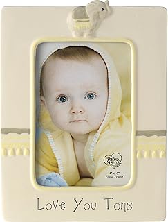 Precious Moments Love You Tons Ceramic Elephant Photo Frame, Gray Chevron