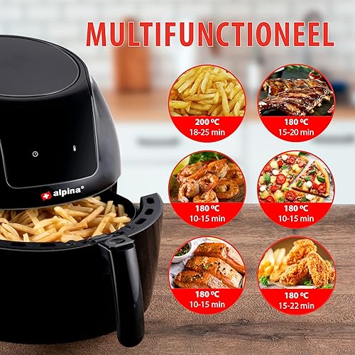 Miniatura 6 de alpina Air Fryer Oil Free Deep Fryer 5 Litre Electric Deep Fryer with Non-Stick Coating Digital Touch Screen 7-8 People