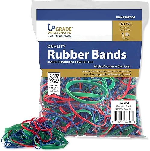 Miniatura 14 de Upgrade Office Supply UPG23454 Bandas de goma, varios tamaños y colores, bolsa de 1 libra, EE. UU