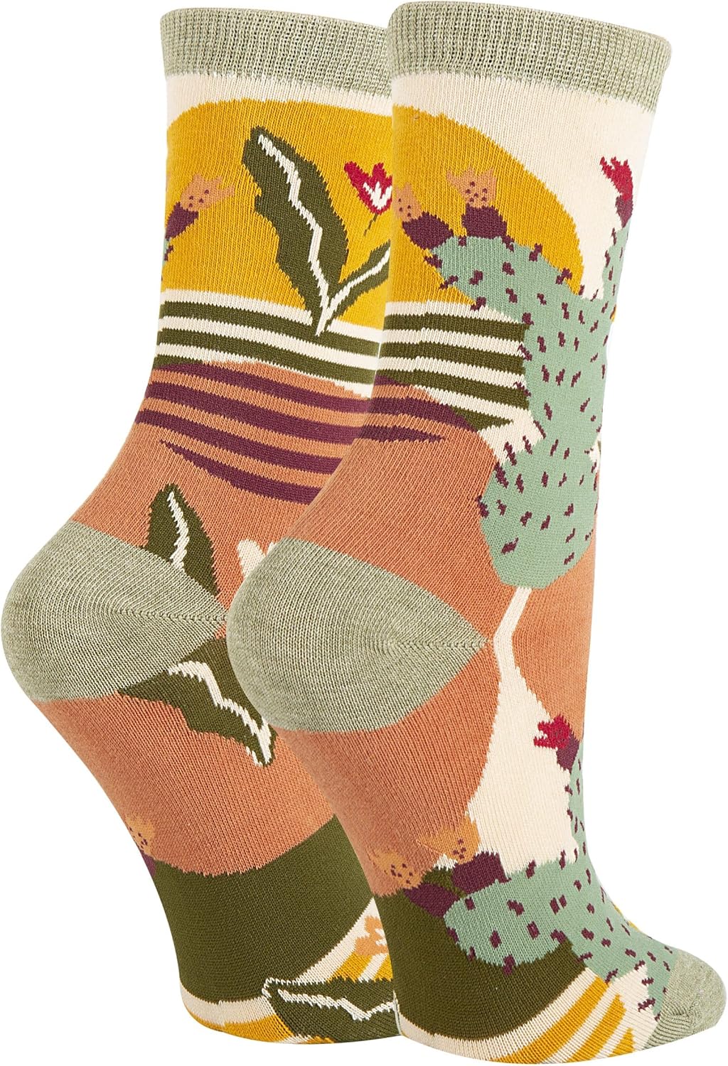 Sock It Up Women’s Colorful Patterned Dress Socks, Premium Cotton Casual Fashion Crew Socks, Sol De Cactus - Image 2
