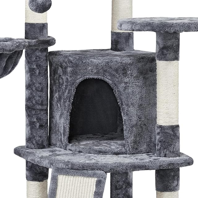 Foto 6 de 8 de Yaheetech Árbol Rascador para Gatos Grandes 106 cm Altura con Espaciosas Cueva para Gato de Casa Torre…