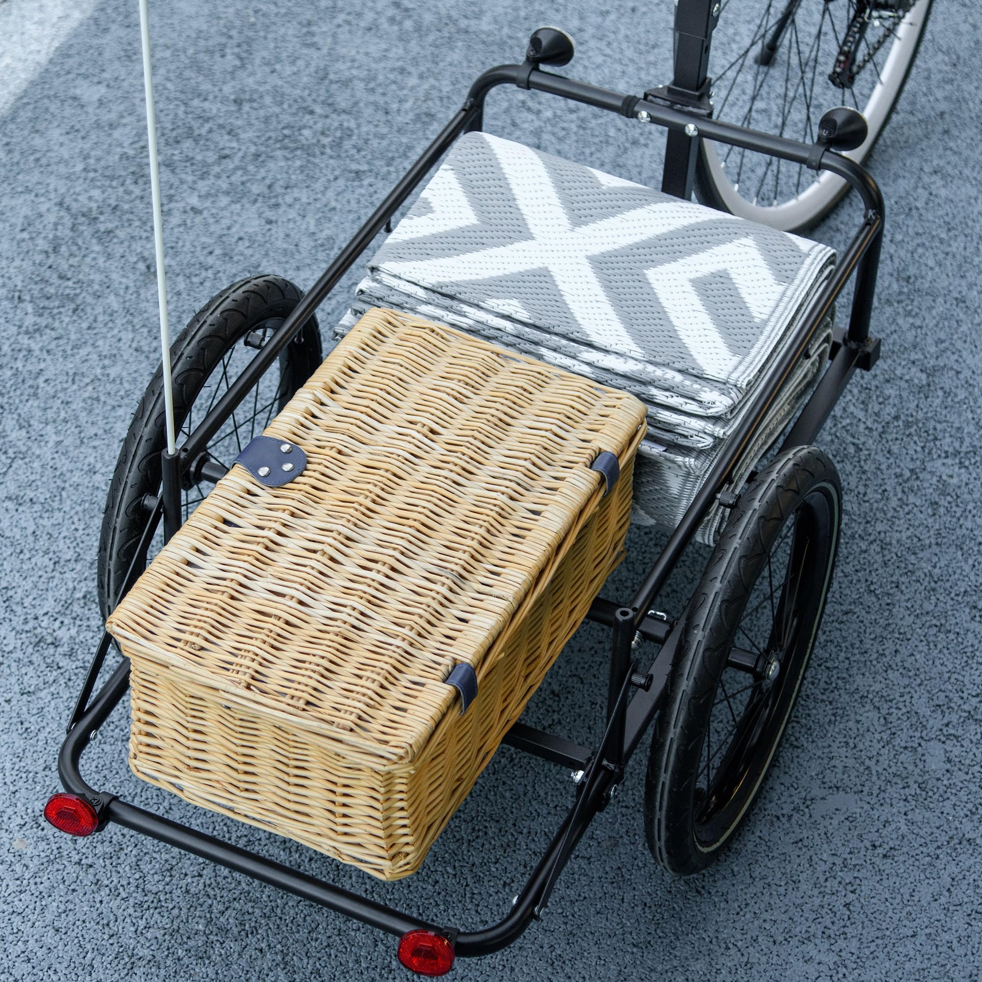 HOMCOM Remorque Chariot à vélo 65L Pliable avec Coffre Amovible, 40KG
