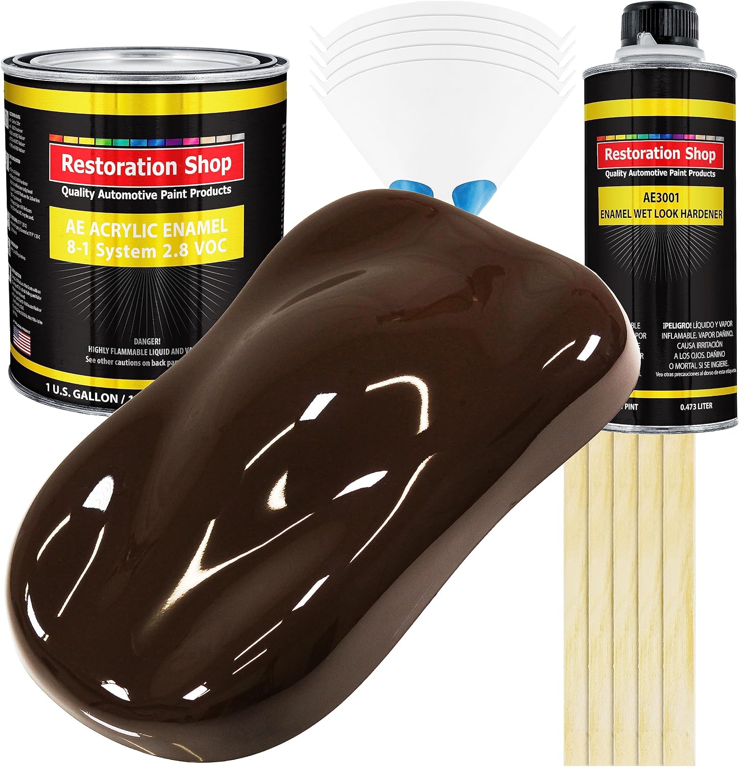 Restoration Shop - Shoreline Beige Acrylic Enamel Auto Paint - Complete Gallon Paint Kit - Professional Single Stage High Gloss Automotive, Car, Truck, Equipment Coating, 8:1 Mix Ratio, 2.8 VOC
