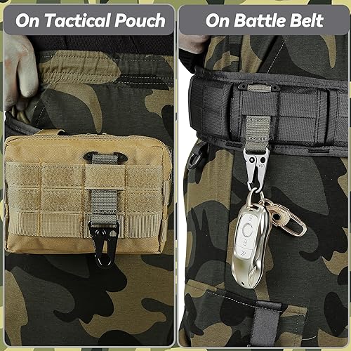 Miniatura 5 de Tactical Belt Clip T-Mount Molle Clip Molle Bag Clip Tactical Clash Hook Hanging Carabiner, MOLLE Webbing Belt Clip with Metal Hook for Tactical