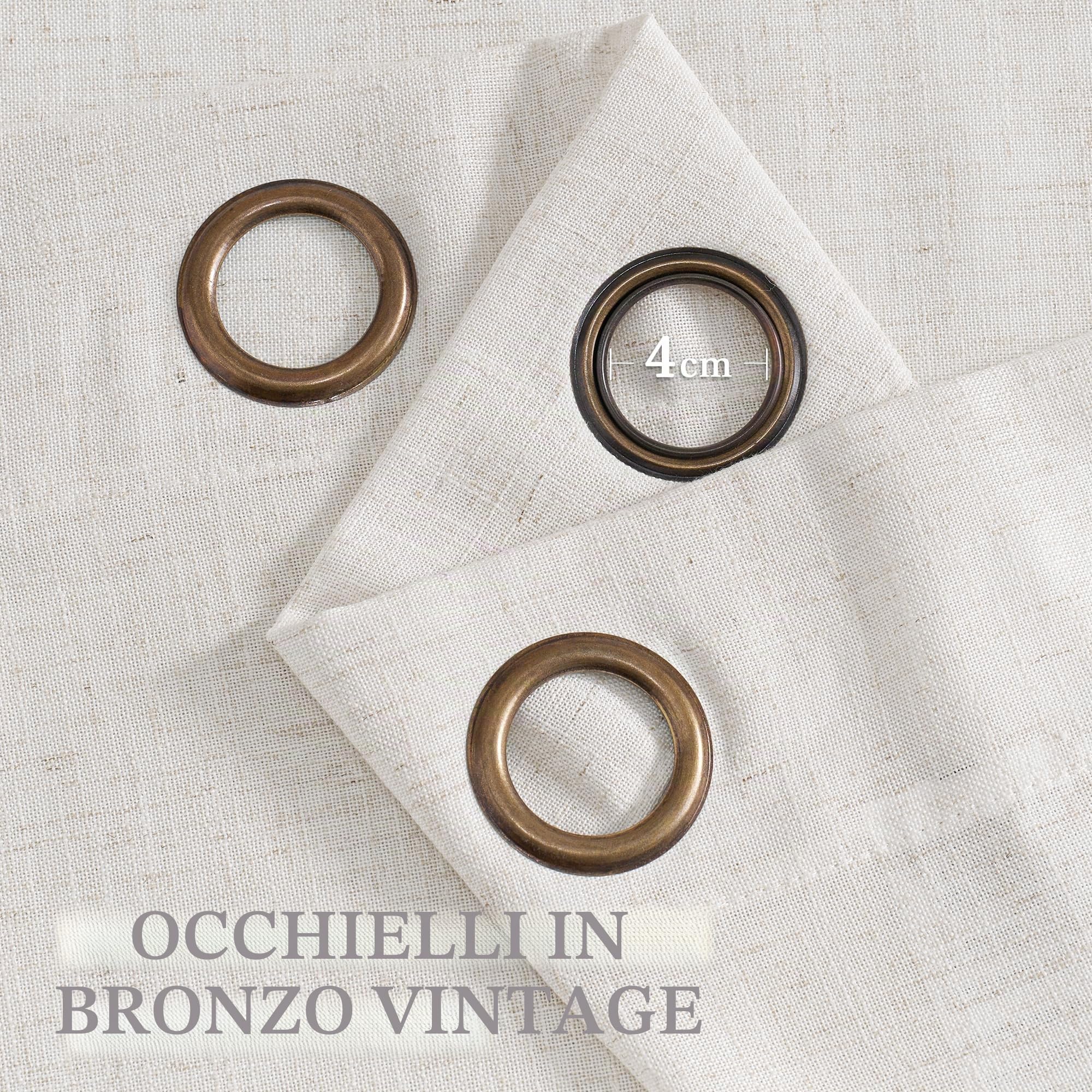 PONY DANCE Tende Soggiorno in Lino 220g/m² Filtro Luce per Interni 2 Pezzi L 140 x A 225 CM Tenda Semitrasparenti Camera da Letto con Anelli Linen Curtains Cameretta Bambini, Bianco Lino Naturale