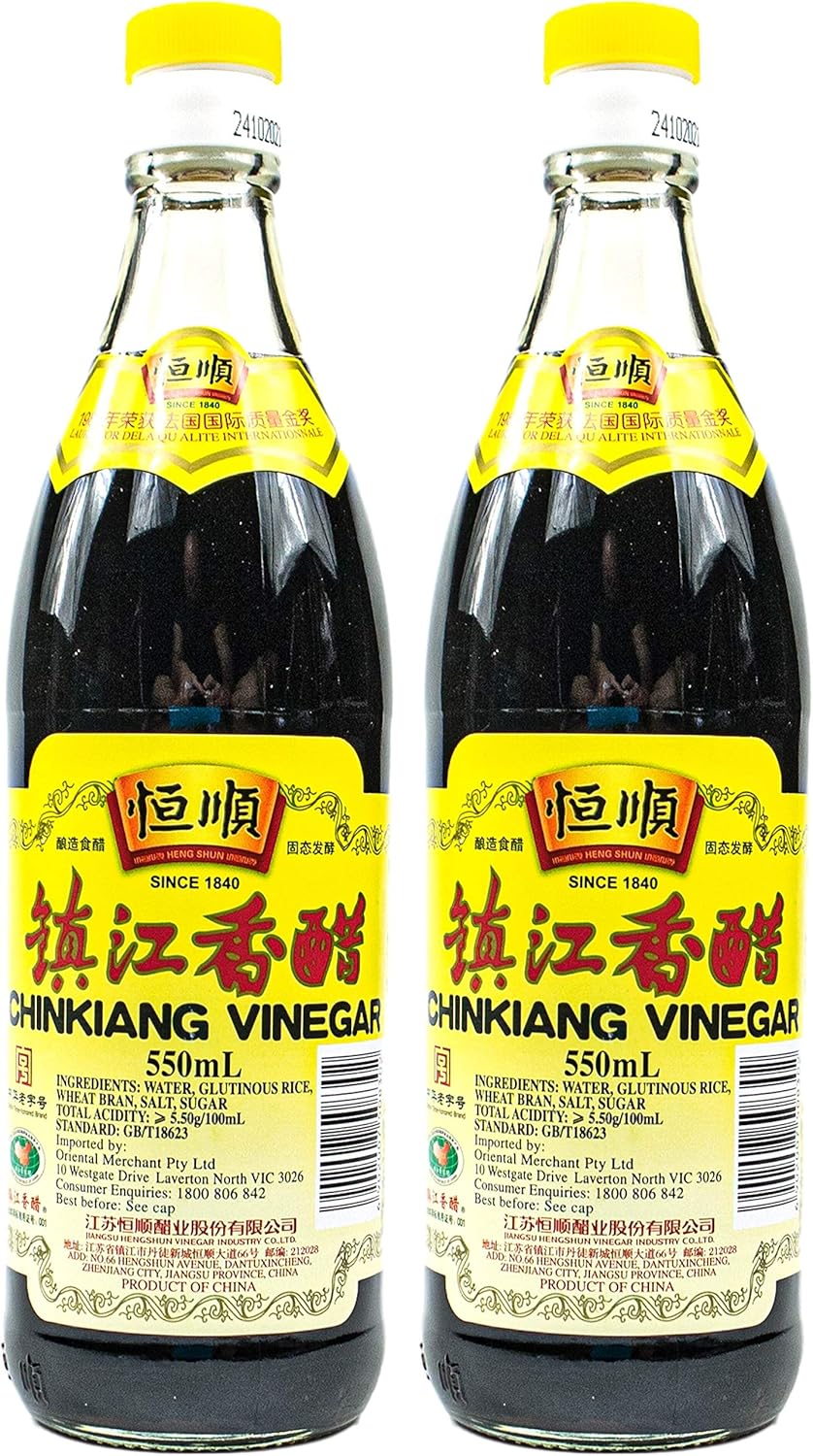 Heng Shun Pack of 2 Chinkiang Vinegar Black Vinegar in 550 ml Glass