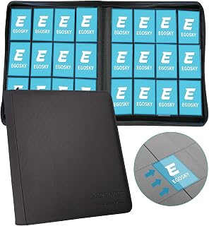 EGOSKY Carpeta de tarjetas de 12 bolsillos, 720 bolsillos, carpeta de tarjetas de intercambio de guardián, álbum de carga lateral para deportes, tarjetas de visita de juegos, color negro