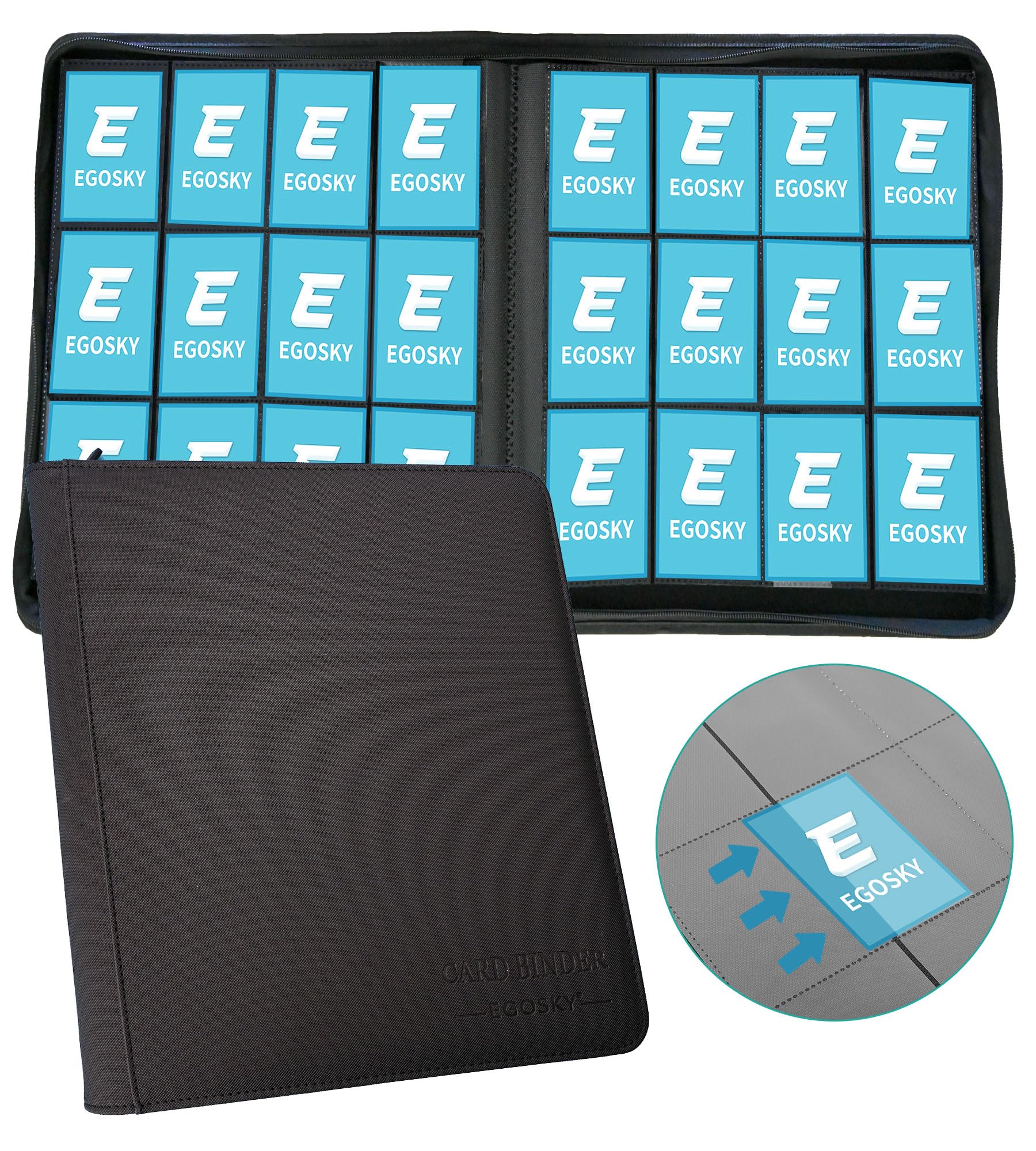 EGOSKY Card Binder 12 Pocket, 720 Pockets Trading Card Guardian Binder, Side Loading Holder Album for Sports, Game Business Cards, Black