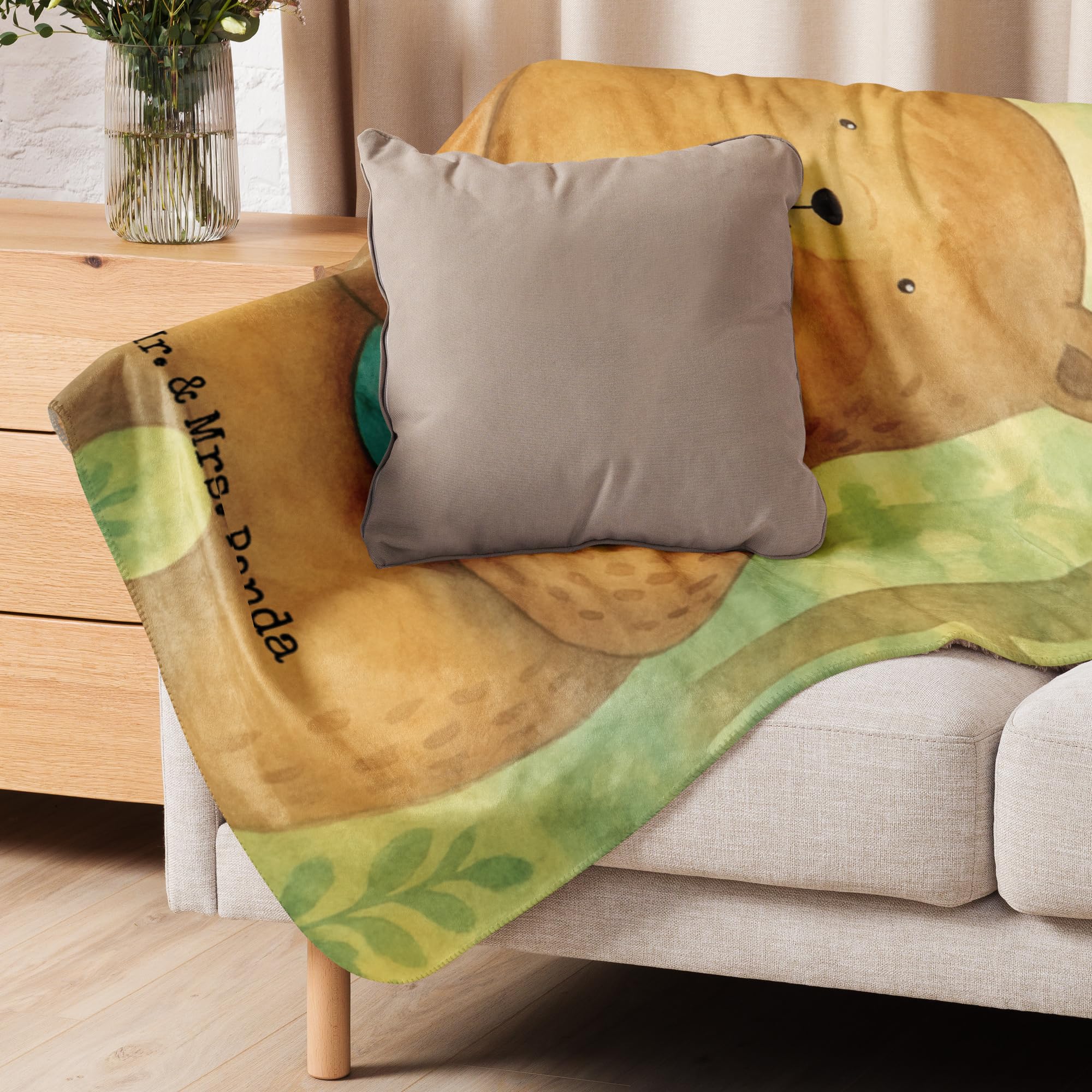 Mr. & Mrs. Panda Heimdecke Bär Baby Design 130 x 155 cm - Geschenk, Schmusedecke, Kuscheldecke, Geburtstag, Tagesdecke, Mutter, Nichte, Geburt, Sofadecke, Decke, Teddy