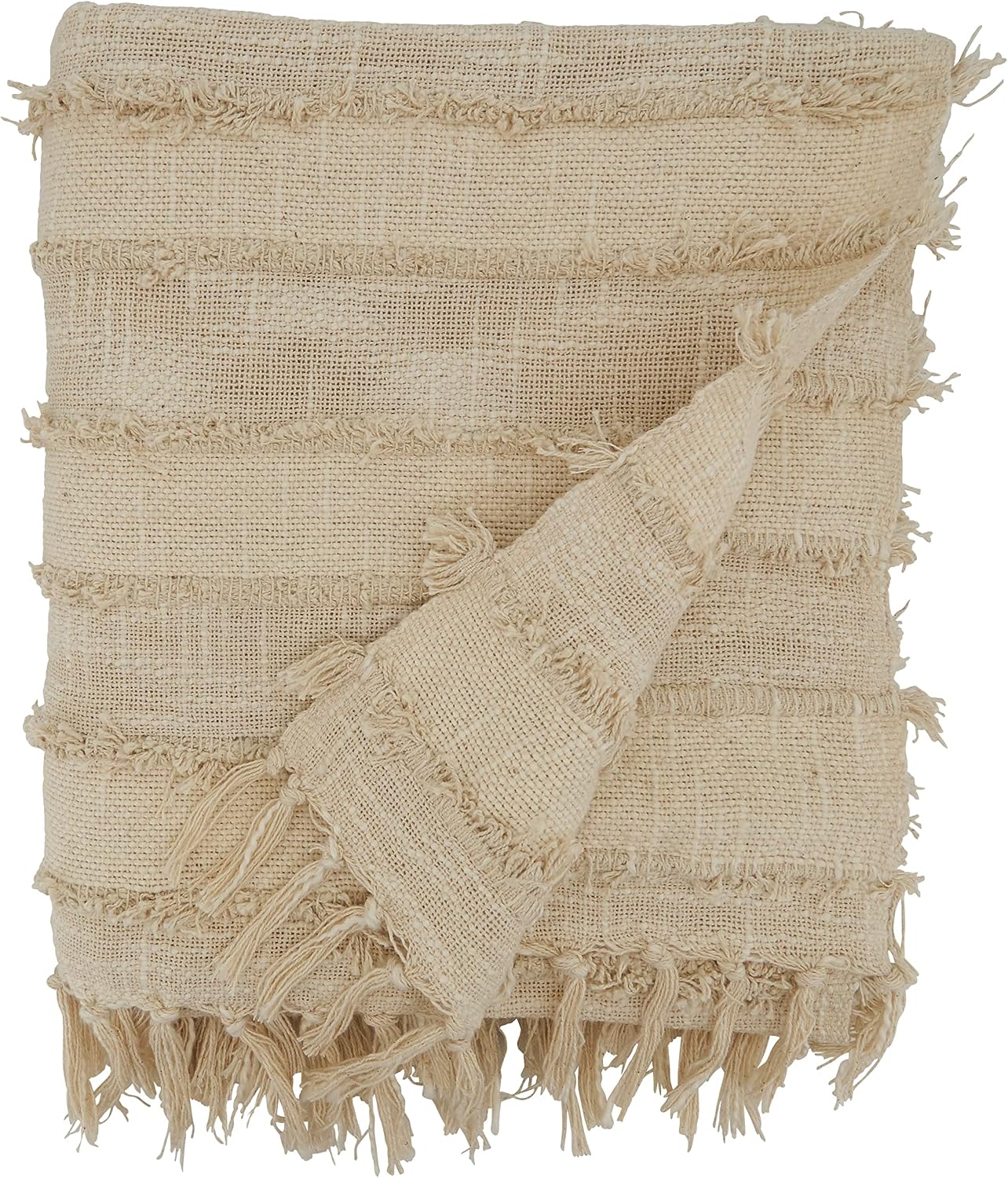 SARO LIFESTYLE Fringe Design Throw Blanket