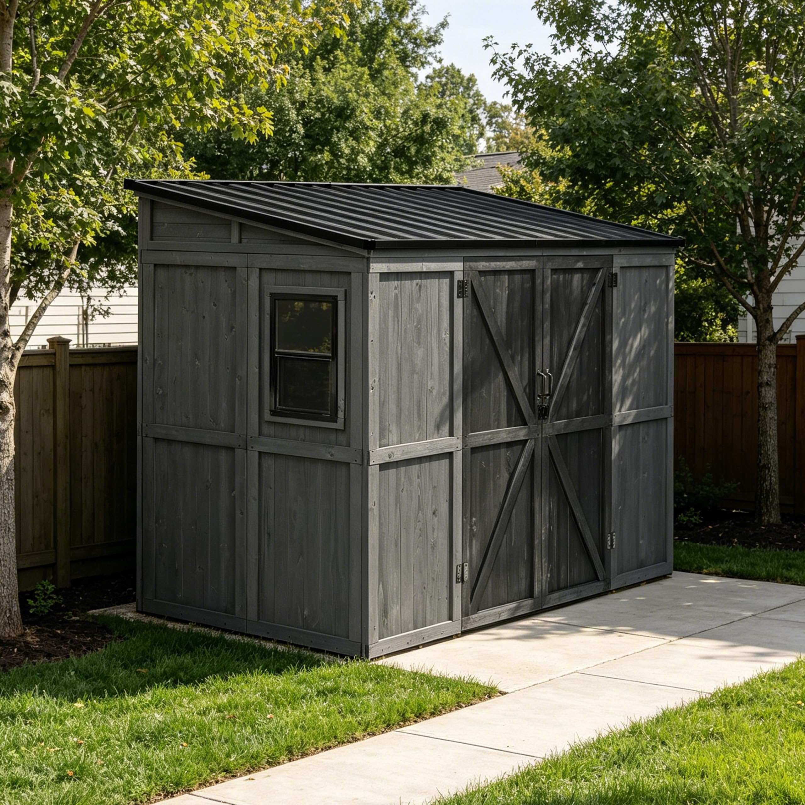 BlueWish 4x8 ft wooden outdoor storage shed
