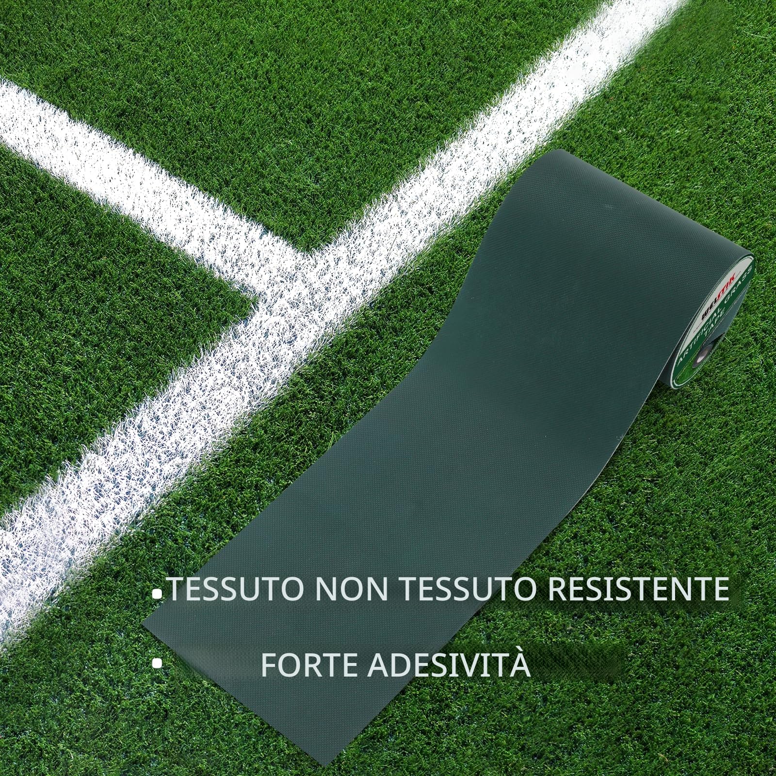 WELSTIK - Nastro di Cucitura Nastro per Erba Artificiale per Giunzione per Fissaggio Tappeto Prato Verde Collegamento di Tappeto in Erba Finta(Verde, 15 cm x 10 m)