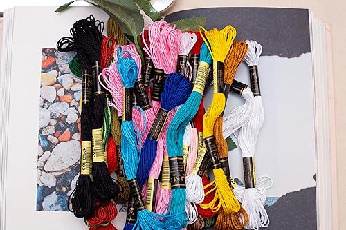 Miniatura 4 de UMC STAG Paquete de 12 hilos de bordado de alta calidad, madejas de 100% algodón egipcio de alta calidad, hilo de bordado de punto de cruz, algodón