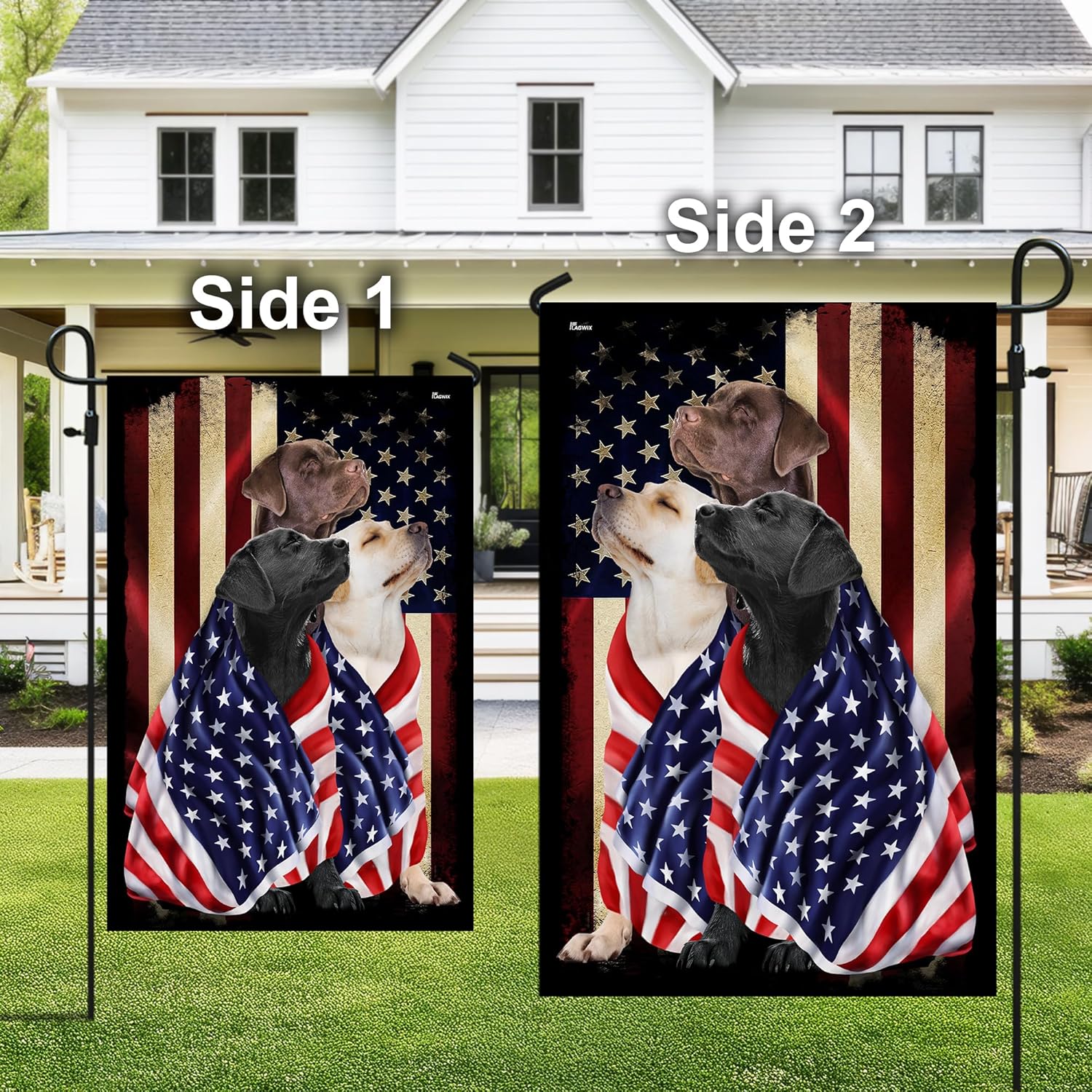 FLAGWIX 4th of July Decorations American Dog Garden Flag - Garden American Flags for Outside 11.5" x 17.5" - Dog Gifts for Men Women, Labrador Retriever Gifts for Outside Decorations for Yard