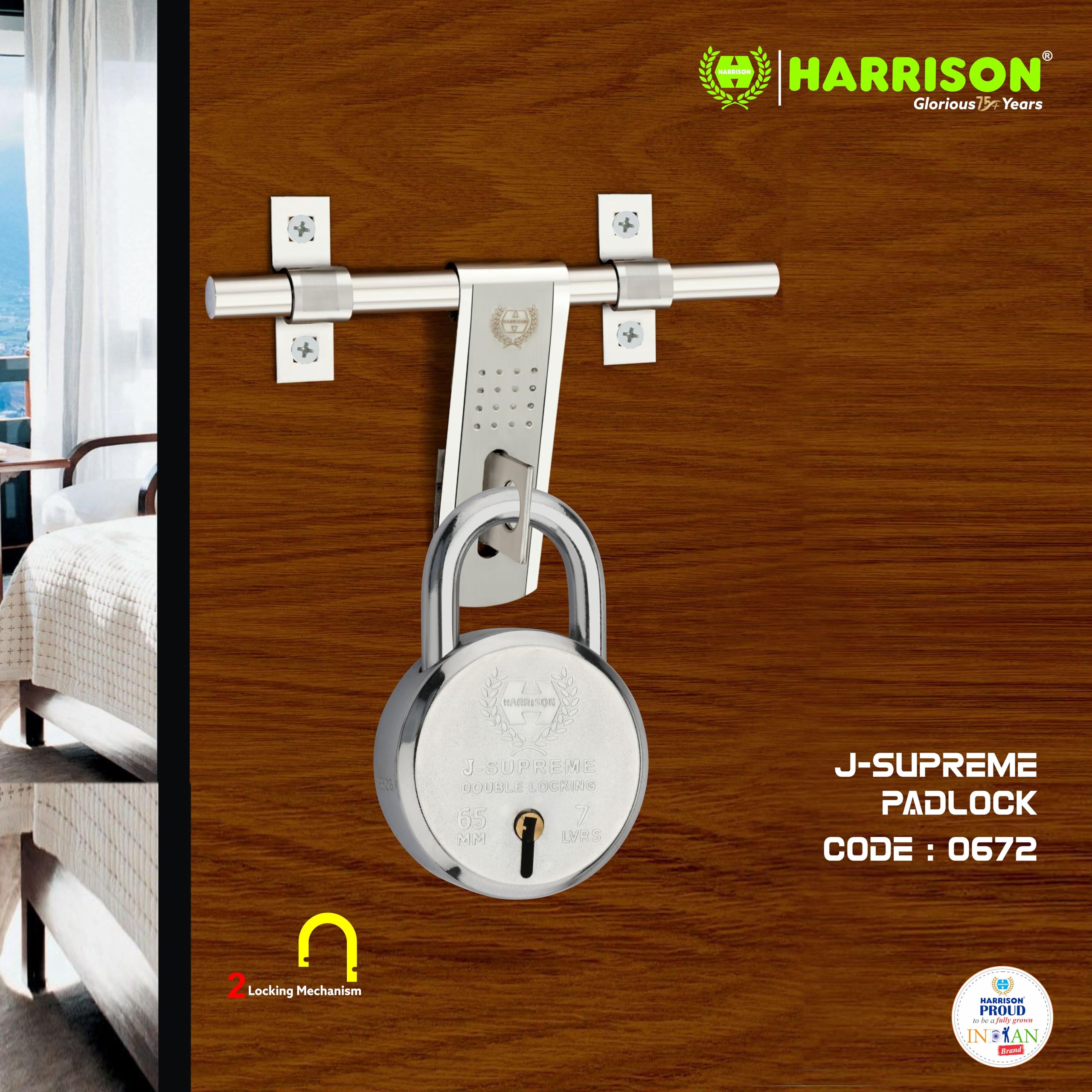 Harrison Padlocks/Round Padlock 65mm 7 Lever with 3 Keys J-SUPREME-0672 Double Locking Pack of 1/Padlock, Padlocks, Locks for Home, Locks for Main Door, gate — Amazon image 4