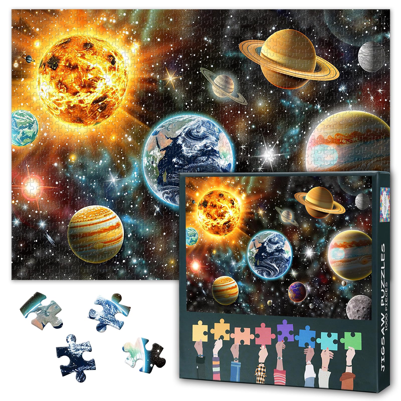 Solar System Jigsaw Puzzles 1000 Pieces for Adults Collectible Earth for Home Decoration Unique Brain Teaser Puzzle Toys Gift Challenging for Game Nights(27.5x19.7in)