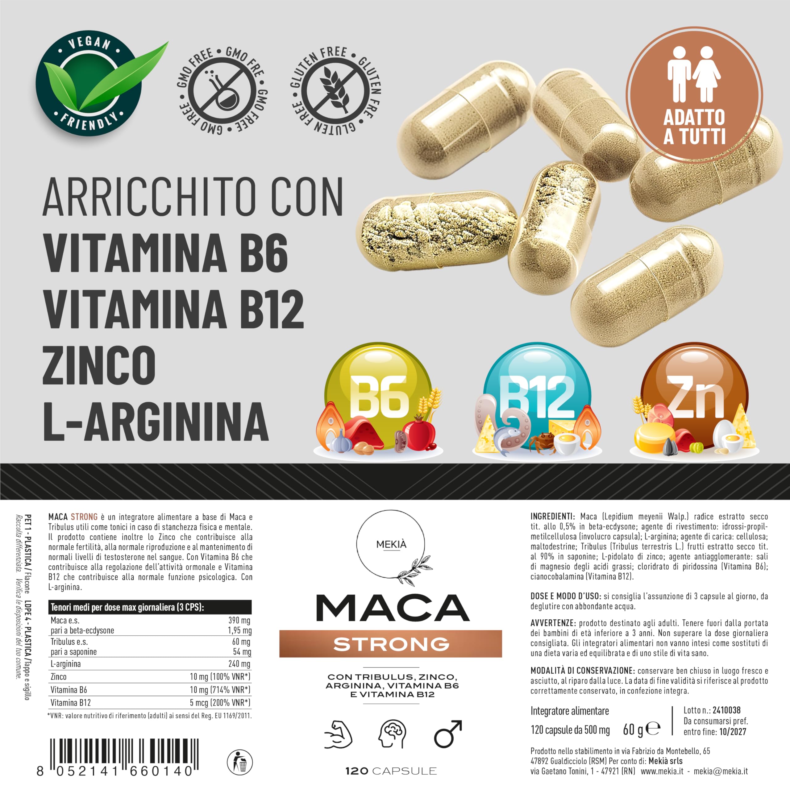 Integratori sessuali per uomo Maca, Arginina, Tribulus Terrestris, Zinco e Vitamine B – Energia e Vitalità Uomo – Supporto Testosterone e Performance – vigore e libido