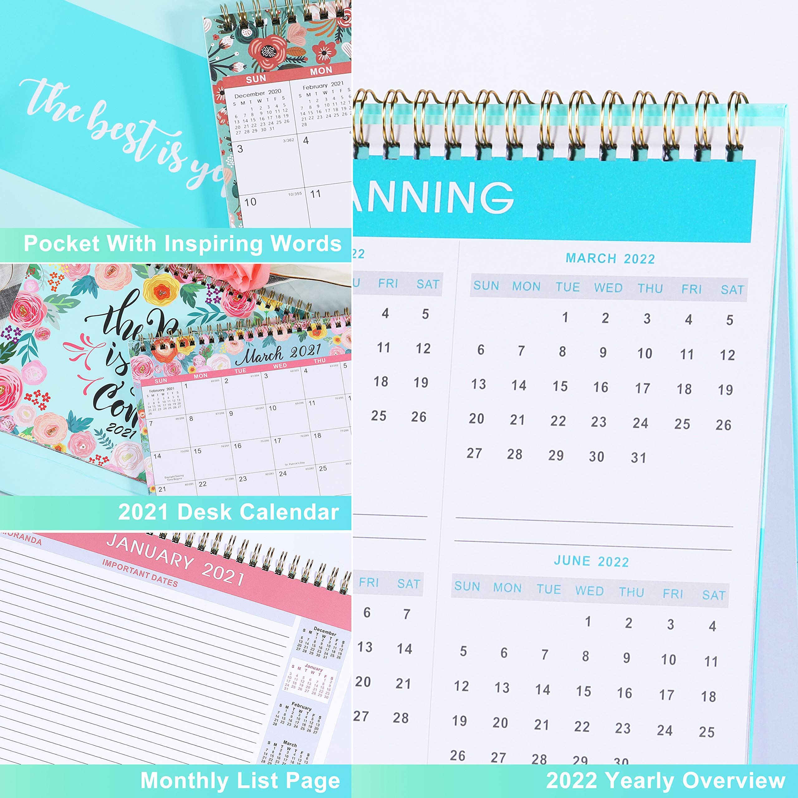 2021 Desk Calendar Standing Flip Calendar 2021 with Premium White