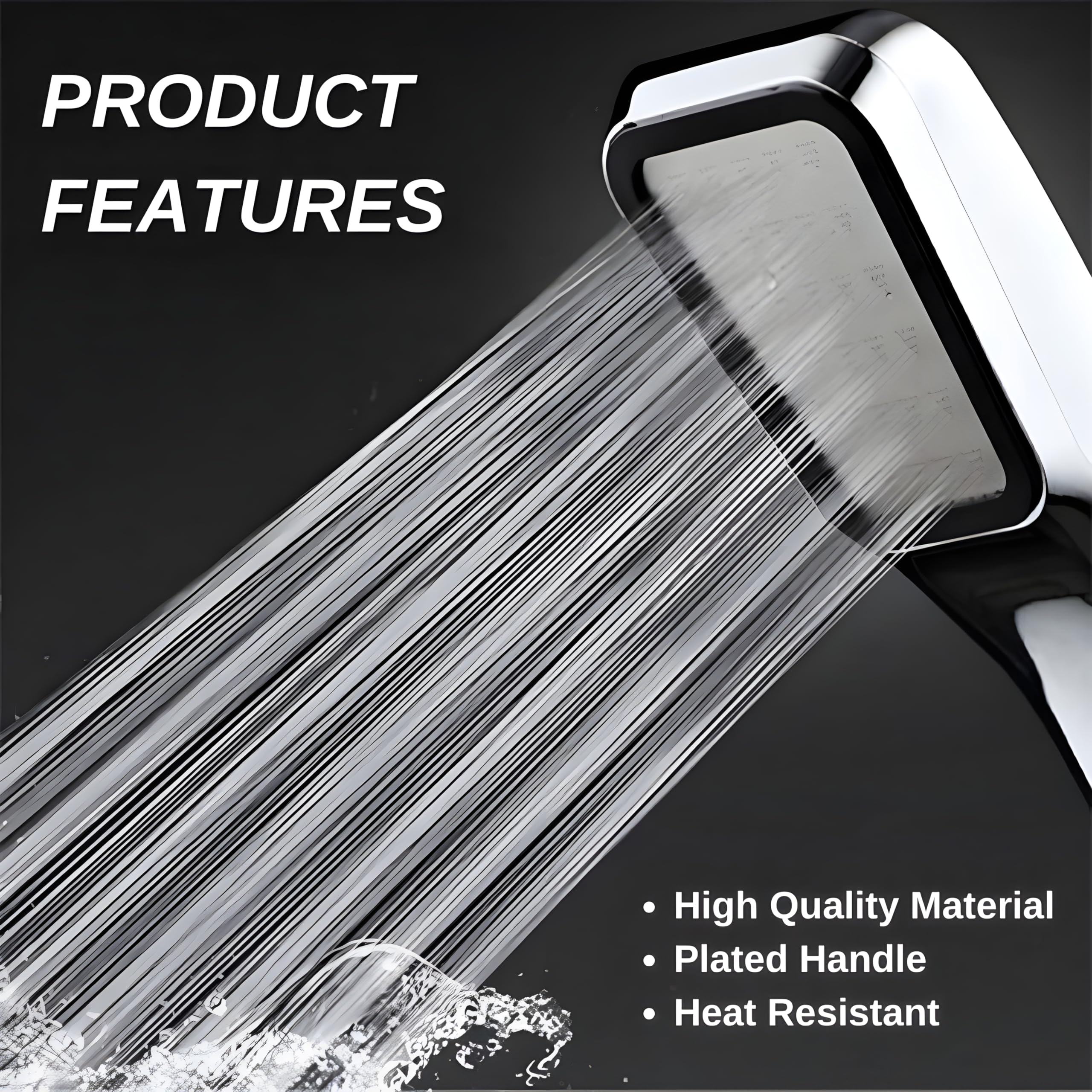JIALTO Bathroom Hand Shower Modern 300-hole Handheld Shower Head, High-pressure Hand Shower For Bathroom, Water-saving Design, Rainfall Experience (Chrome Finish) 1
