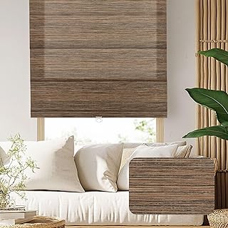 BERISSA Natural Woven Roman Shades for Windows，Cordless Roman Shades Lig...