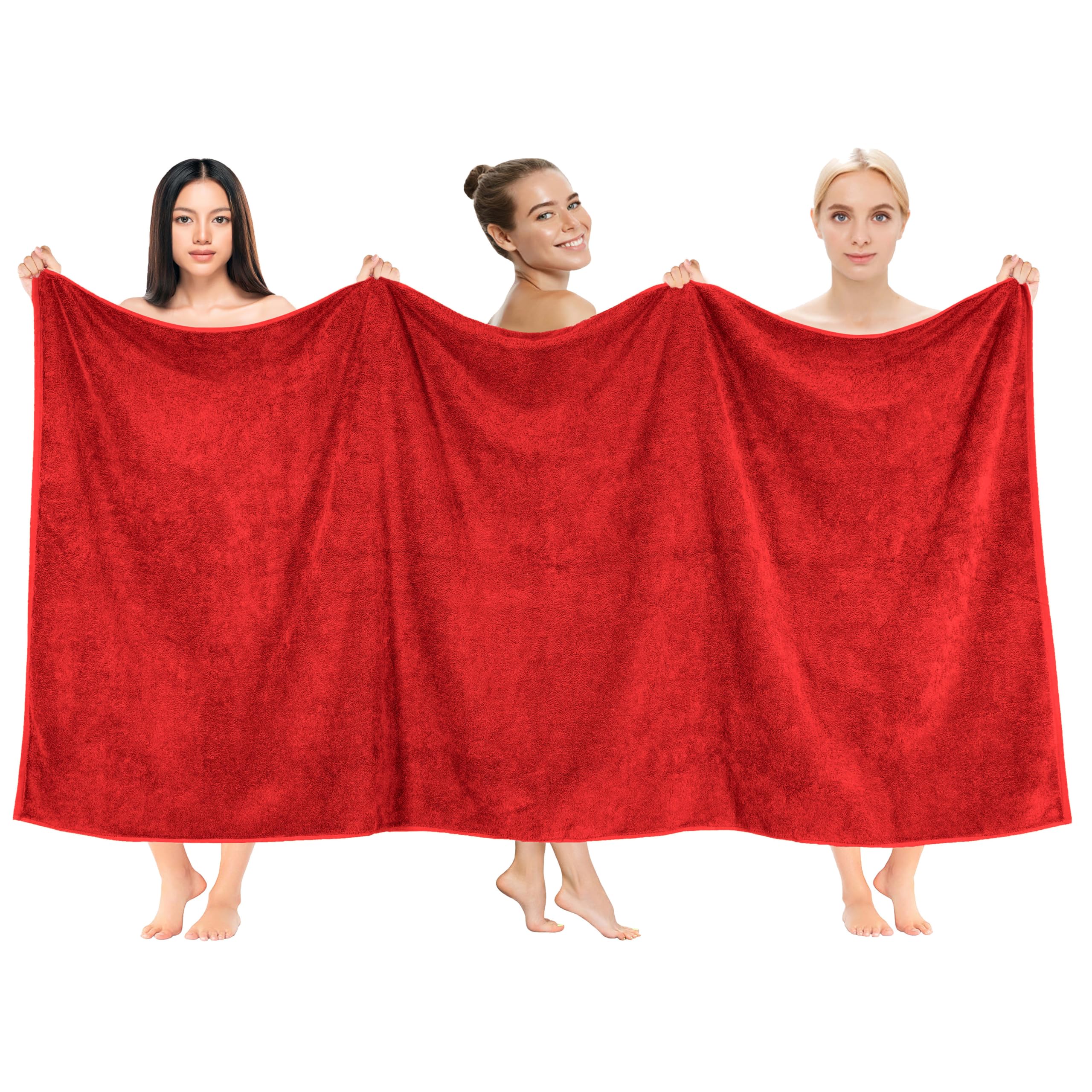 Cotton Paradise Oversized Bath Sheet, 100% Cotton 40x80 Clearance Bath Towel Sheet, Turkish Extra Large Bath Towel for Bathroom, Red Bathsheet