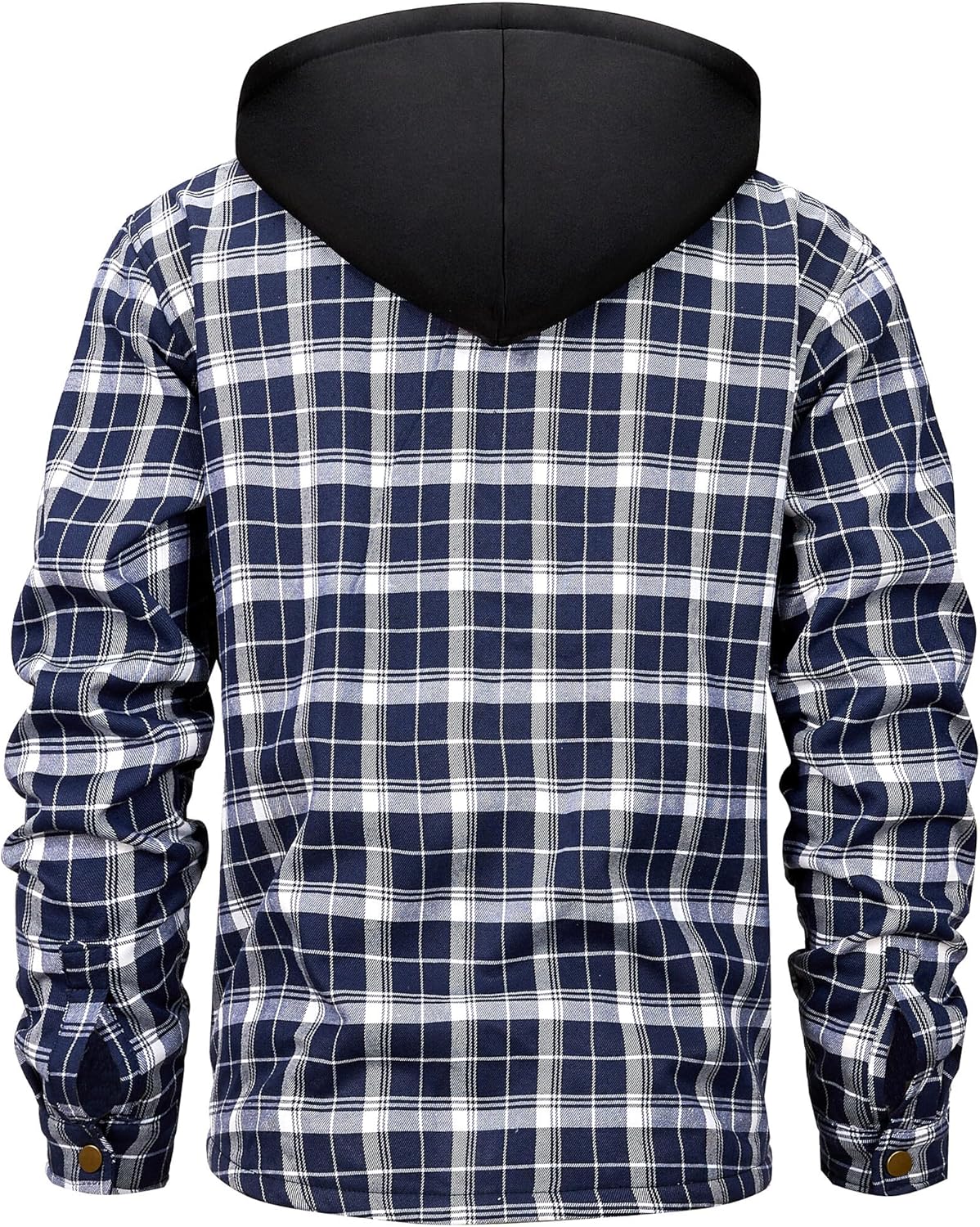 Men's Winter Cotton Plaid Shirts Jacket Warm Fleece Lined Flannel Hooded Shirt Jacket Coat for Men - Image 4
