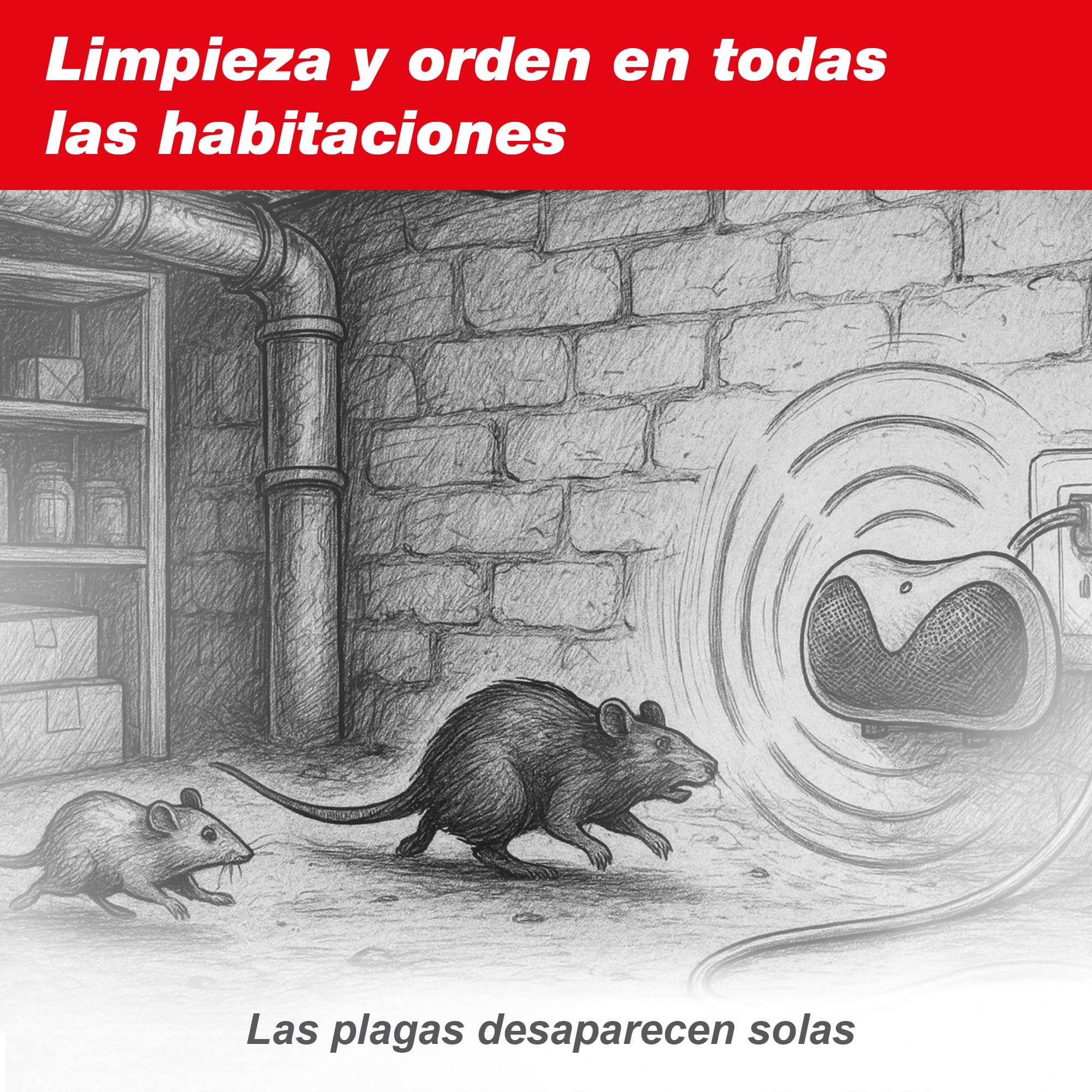 SWISSINNO Repelente Ultrasónico de Roedores 30 m² - Ahuyentador Electrónico de Ratones Ratas y Martas para Interiores - Repelente Ultrasónico con Doble Altavoz - Funciona por Enchufe