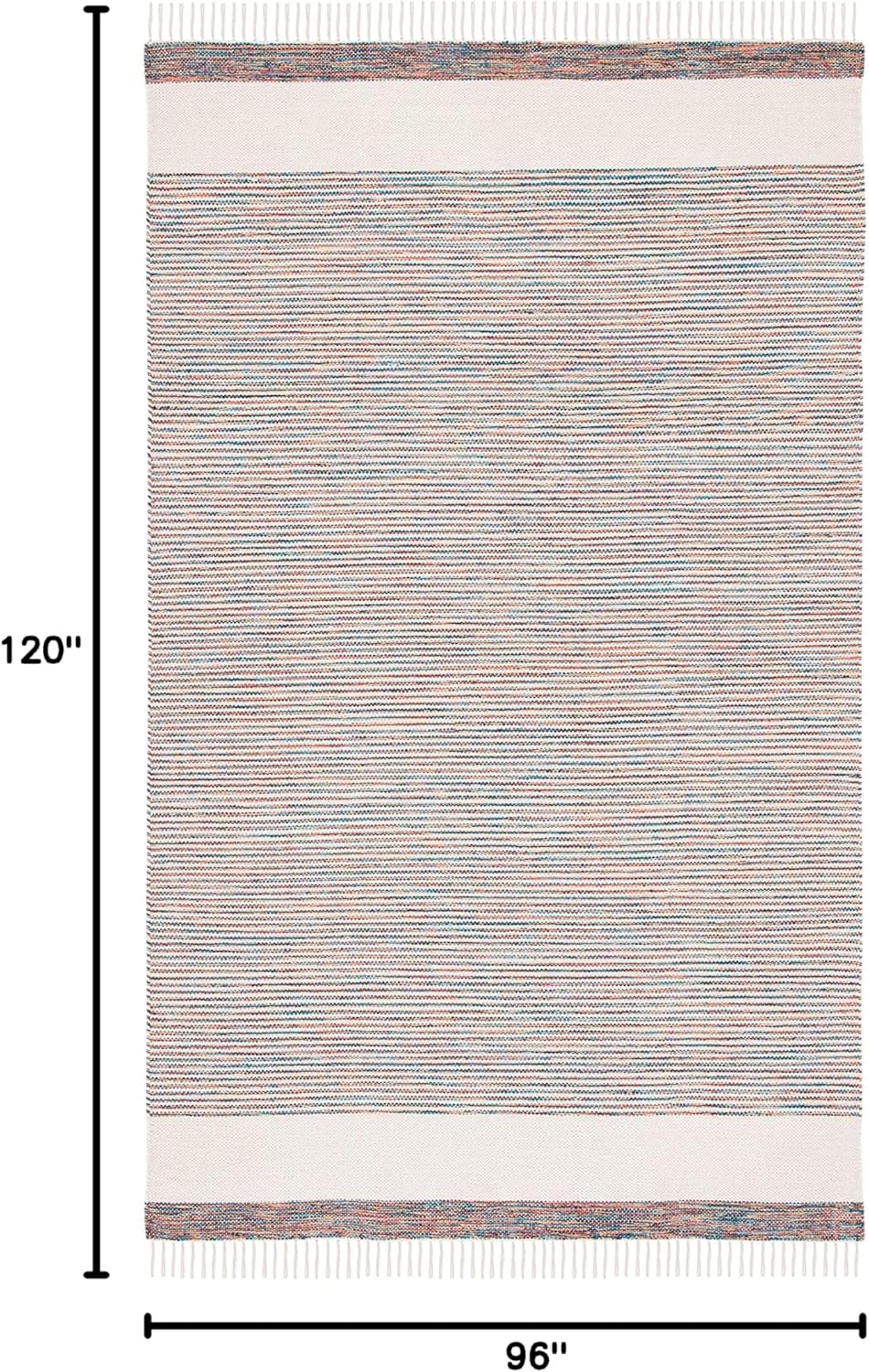 SAFAVIEH Area Rug 8x10 - Montauk Collection - Large - Beige & Blue, Handmade Cotton Fringe, Ideal for Living Room, Bedroom, Office, Dining Space (MTK654B)